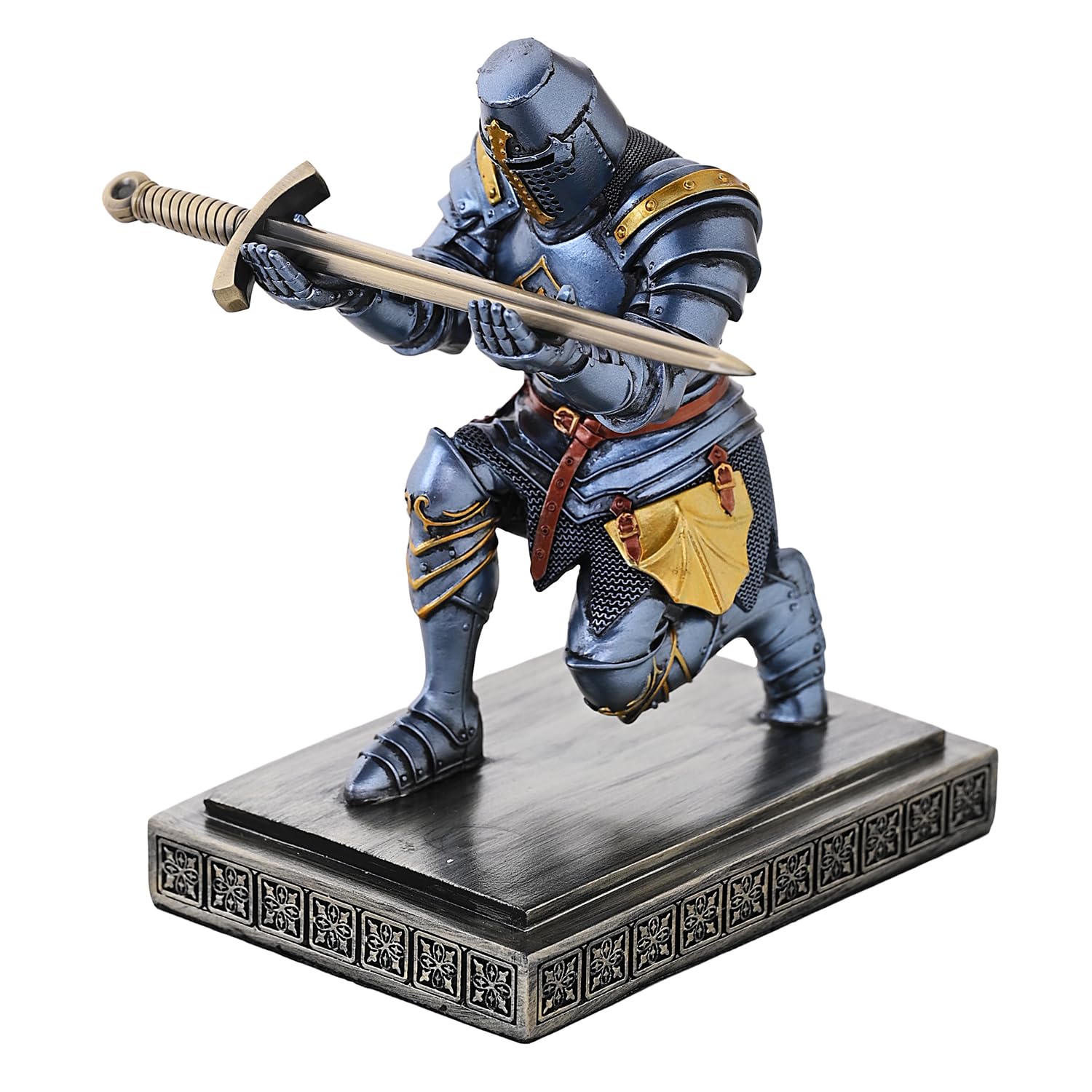 Templar Vanguard Soldato portapenne, portapenne, organizer da scrivania e accessori come regalo per gli appassionati di guerrieri medievali (blu)