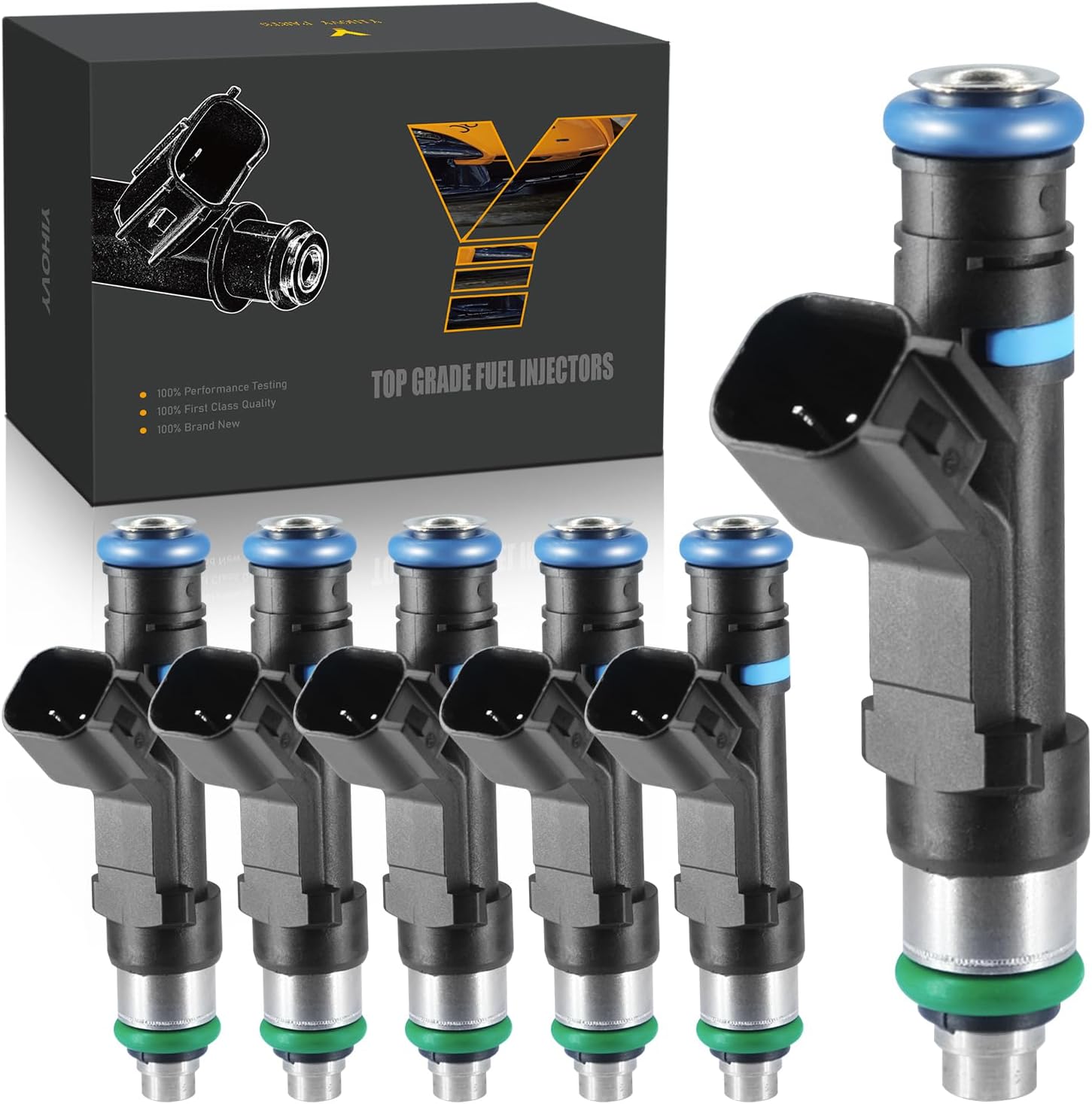 𝐘𝐈𝐇𝐎𝐕𝐘 Upgraded Fuel Injectors 0280158020 fit for Jeep Grand Cherokee Liberty Commander, fit for Dodge Ram 1500 Durango Dakota Nitro, fit for Mitsubishi Raider, 2004-2012 V6 3.7L FJ474 (6)