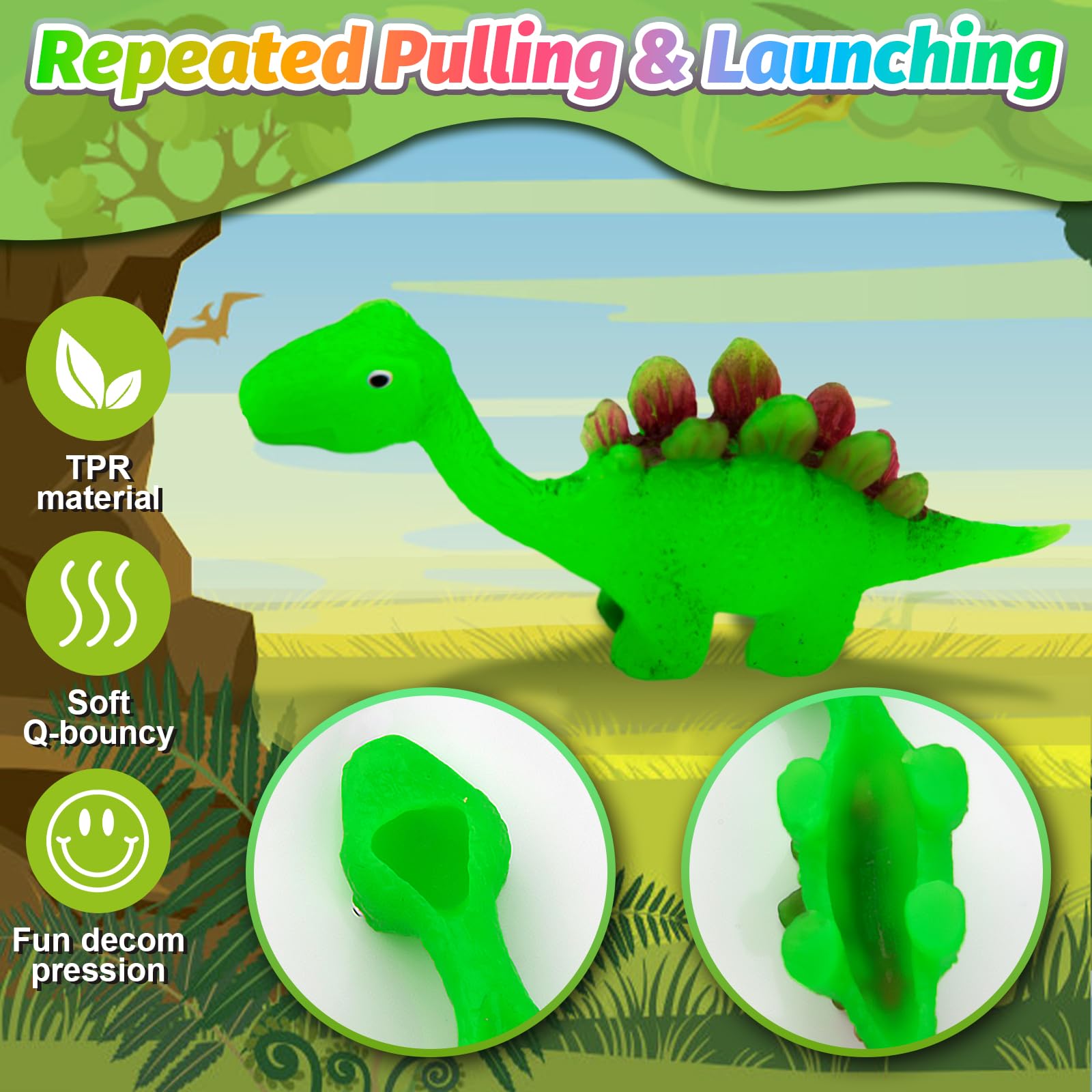 Jadyon Juguetes de Fiesta para Niños Juguete de Dinosaurio de Tirachinas Dedos, Juguetes de Dinosaurios Voladores de Caucho Divertidos Regalos para Niños y Niñas, Color Aleatorio (20 pcs)