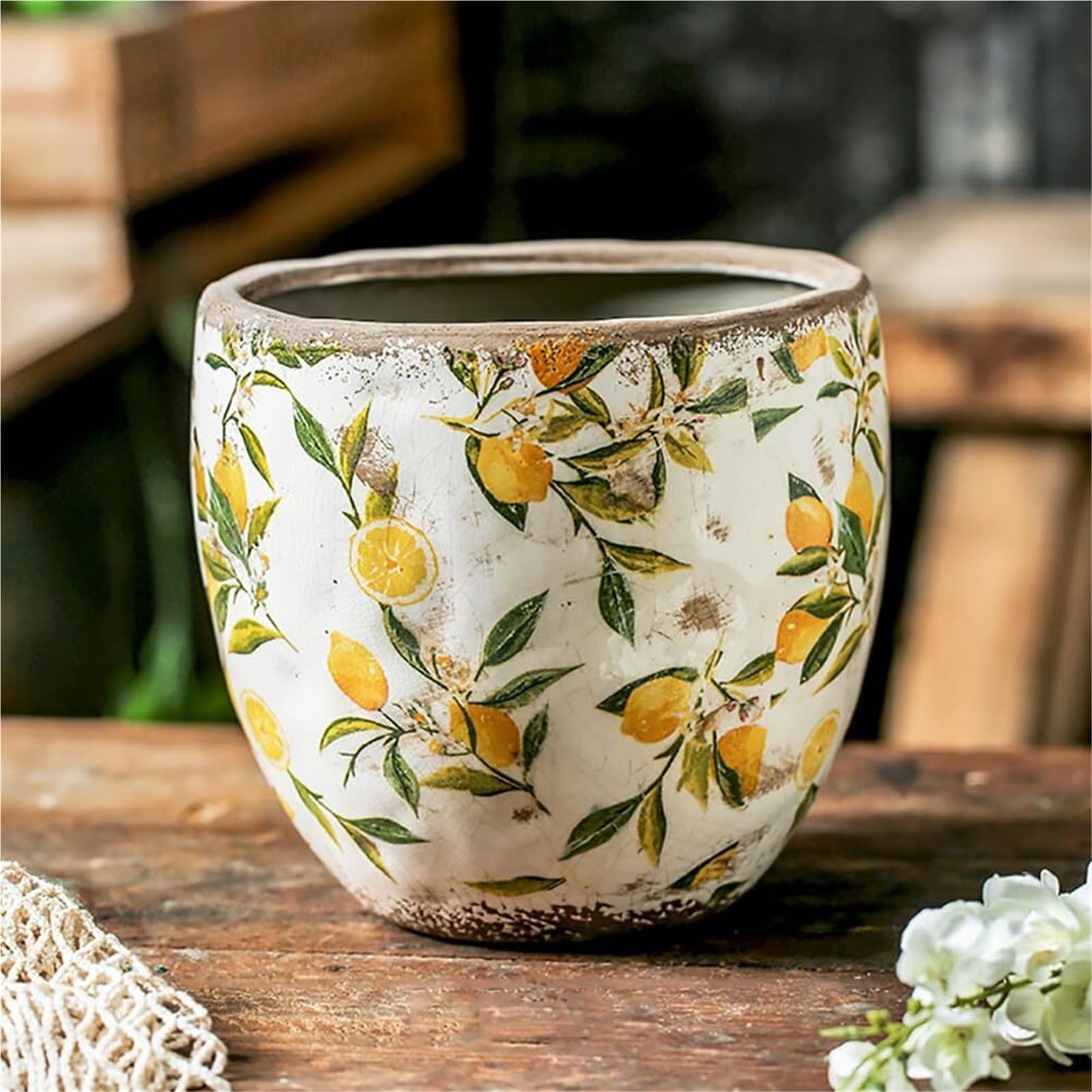 Doniczki na rośliny Ceramiczne doniczki na rośliny ogrodowe i przeszklone sukulenty prezenty dla miłośników roślin (żółty, bez dziury)