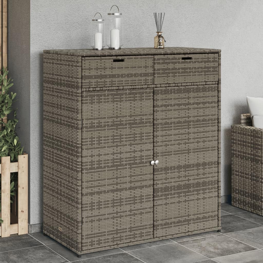 ZEYUAN Armario de almacenaje de jardín ratán PE Gris 105x55x113 cm, Armario Exterior Escobero, Mueble Exterior Almacenaje, Armario Exterior Jardin, Muebles Jardin Exterior - 365565