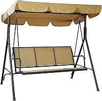 Vista 7 de Kozyard Silla Columpio de Patio Exterior con Asiento de Reposabrazos Transpirable de Textilene para 3 Personas, Columpio de Porche con Toldo