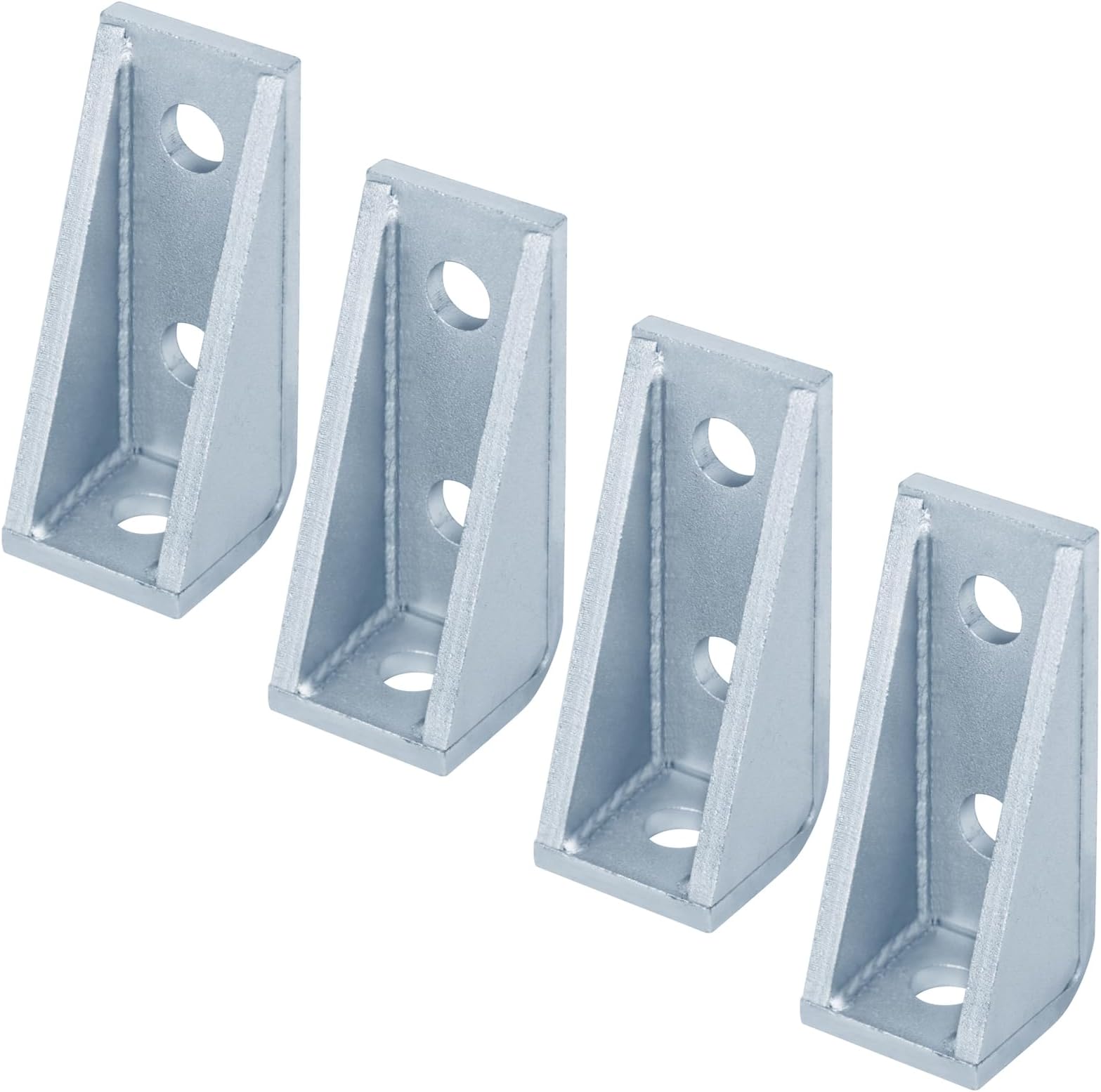 4 Pack 3 Hole 90 Degree Gusseted Fitting for 1-5/8" Strut Channel, L Corner Bracket, 7/32" Thick
