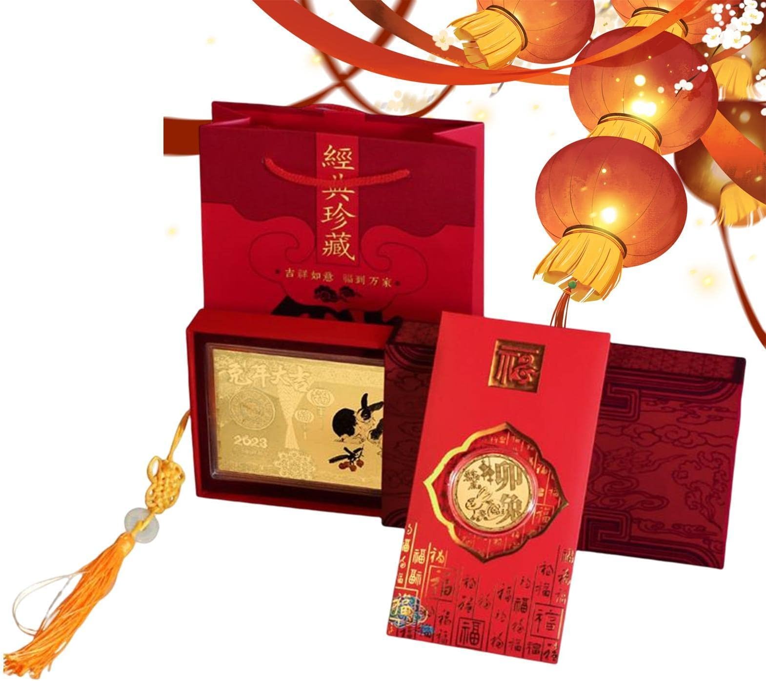 Rabbit Lucky Chinese | China Twelve Rabbit Year Souvenir Banknotes/ | Gold Metal Collection Coin for Chinese Home Decorations