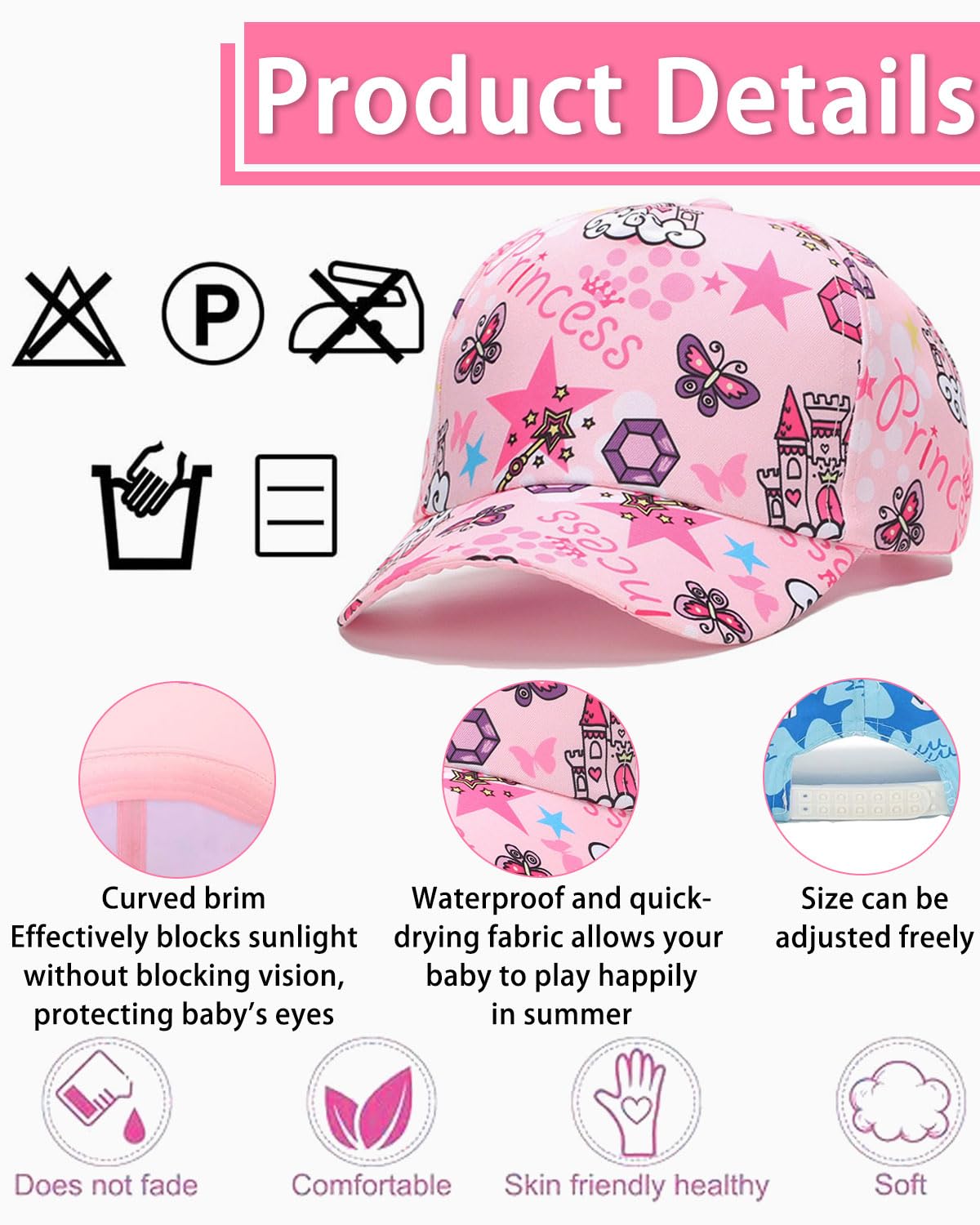 gorra niña,visera niña,Gorra de Béisbol para Niñas, Linda Gorra Béisbol Ajustables Transpirable Gorra de Verano para Deporte Vacaciones Playa,gorro niña 3 años,gorro niña 4 años