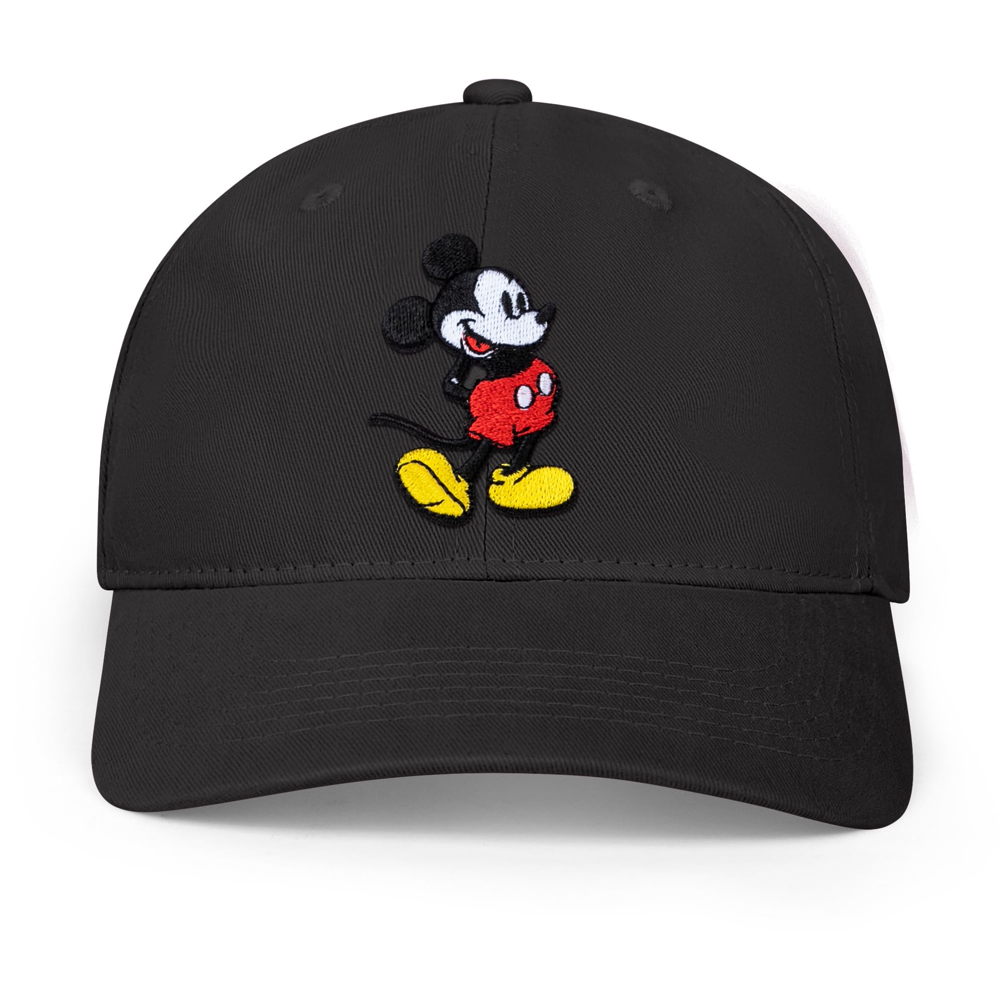 Disney Men's Standard Adult Baseball Cap, Mickey Mouse Adjustable Dad Hat, Black, ONE Size