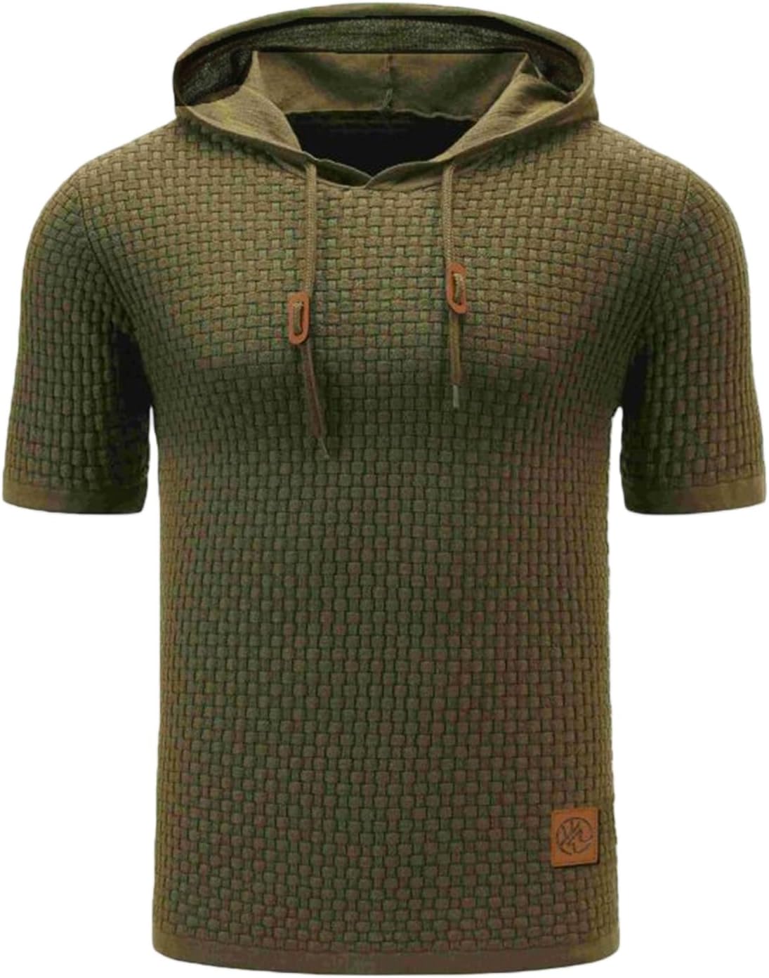 WENKOMG1 Men's Casual T Shirts Short Sleeve Cotton Hooded T-Shirts Lightweight Solid Sweatshirt, M-3XL