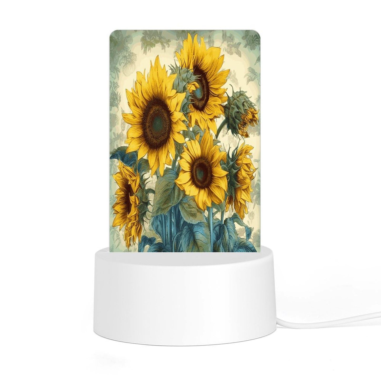 Adfgyerh Style Sunflower Print Night Light Acrylic Material Easy Installation, Home Decor Usb Interface Power Supply, Lamp For Restaurant Bar Cafe Room Decor