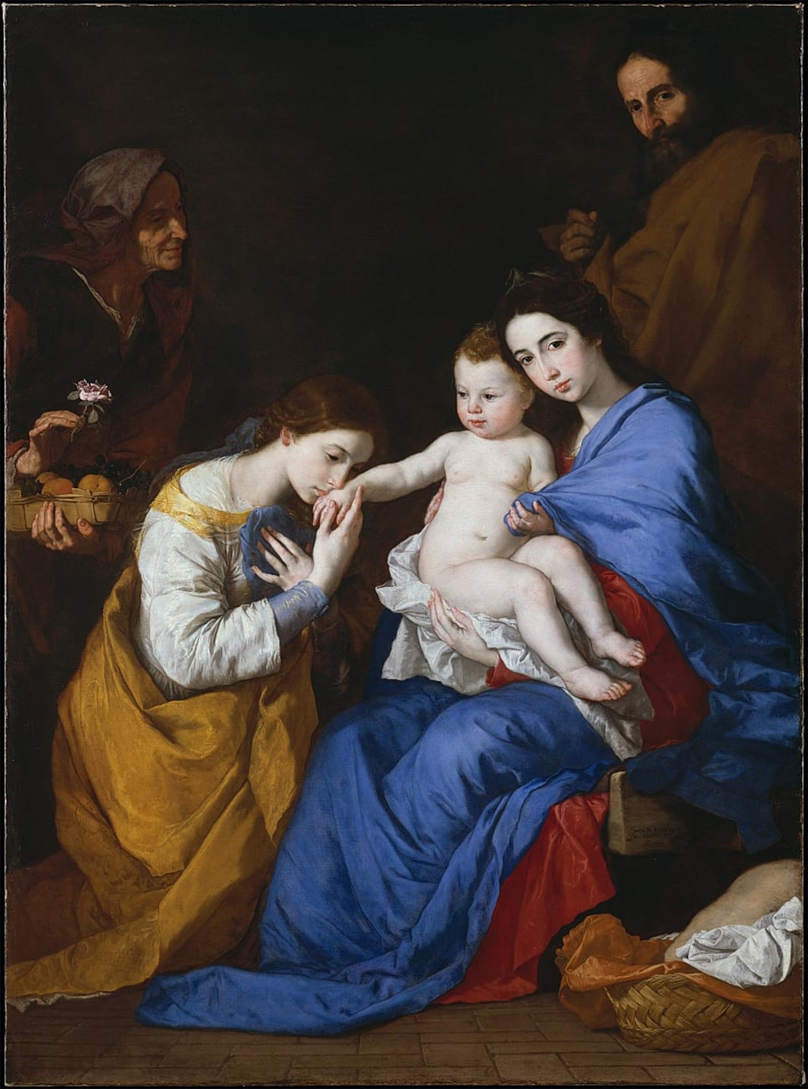ARTXLXXBN Famous Painting Canvas Artwork Graffiti Print the Holy Family with Saint Anne and Saint Catherine of Alexandria by Jusepe De Ribera Portrait Canvas Image for Home Decor 60x90cm