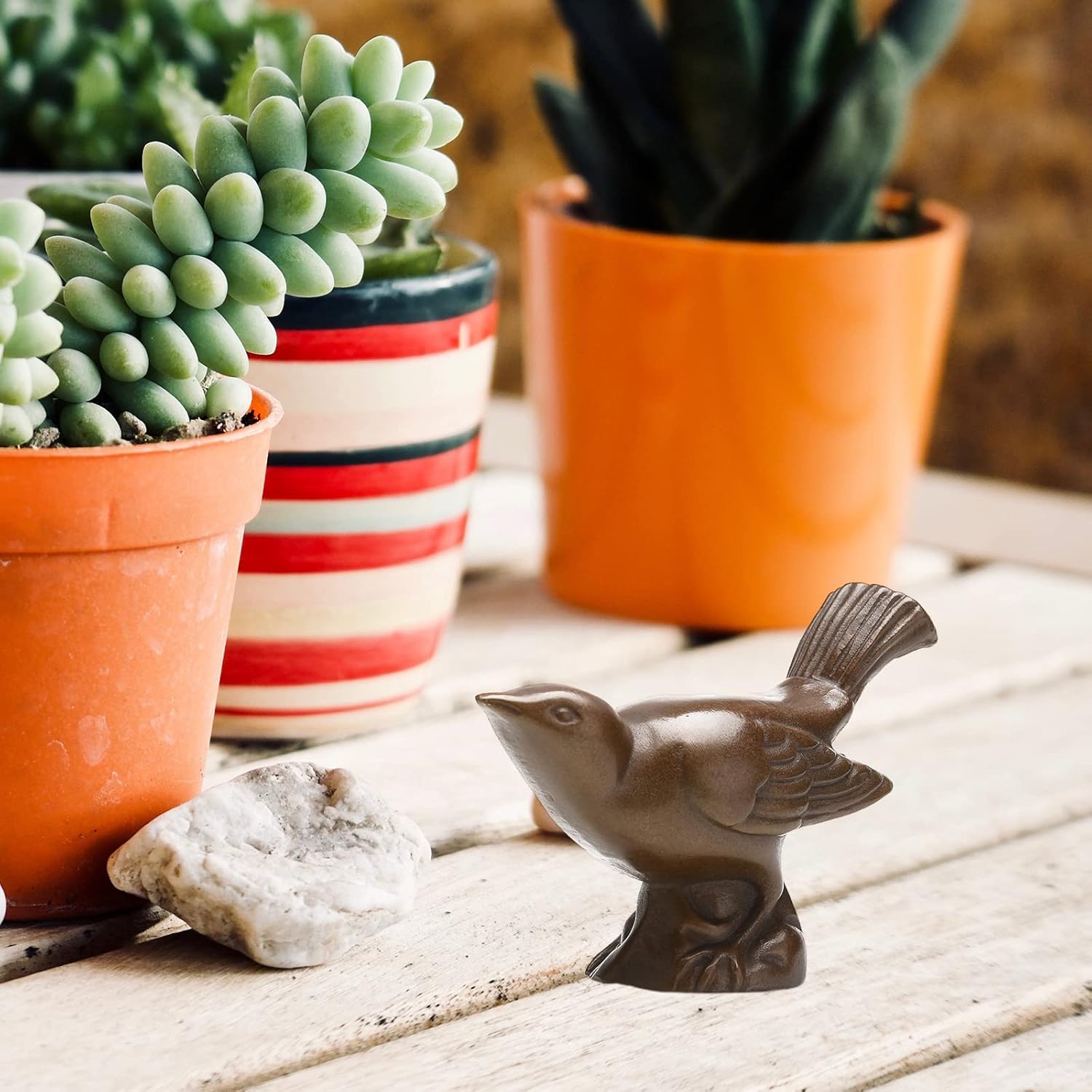 BRASSTAR Brass Bird Statue with Base Smooth Details Garden Yard Office Home Decor Paperweight TQGJPT411