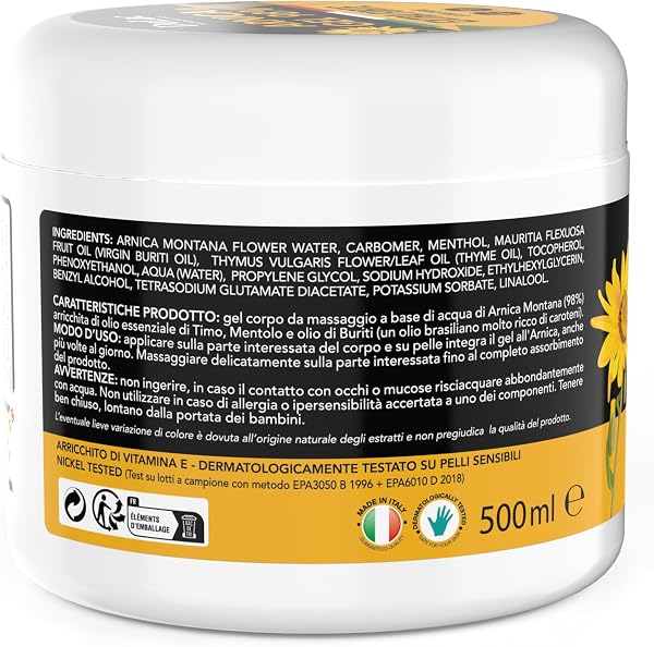 Dulac – Arnica per Cavalli Uso Umano Effetto Rinfrescante, 500 ml, Arnica Gel Forte 98%, per Massaggio Cervicale, Muscolare e Articolare, con Mentolo e Olio di Buriti, Made in Italy - 2