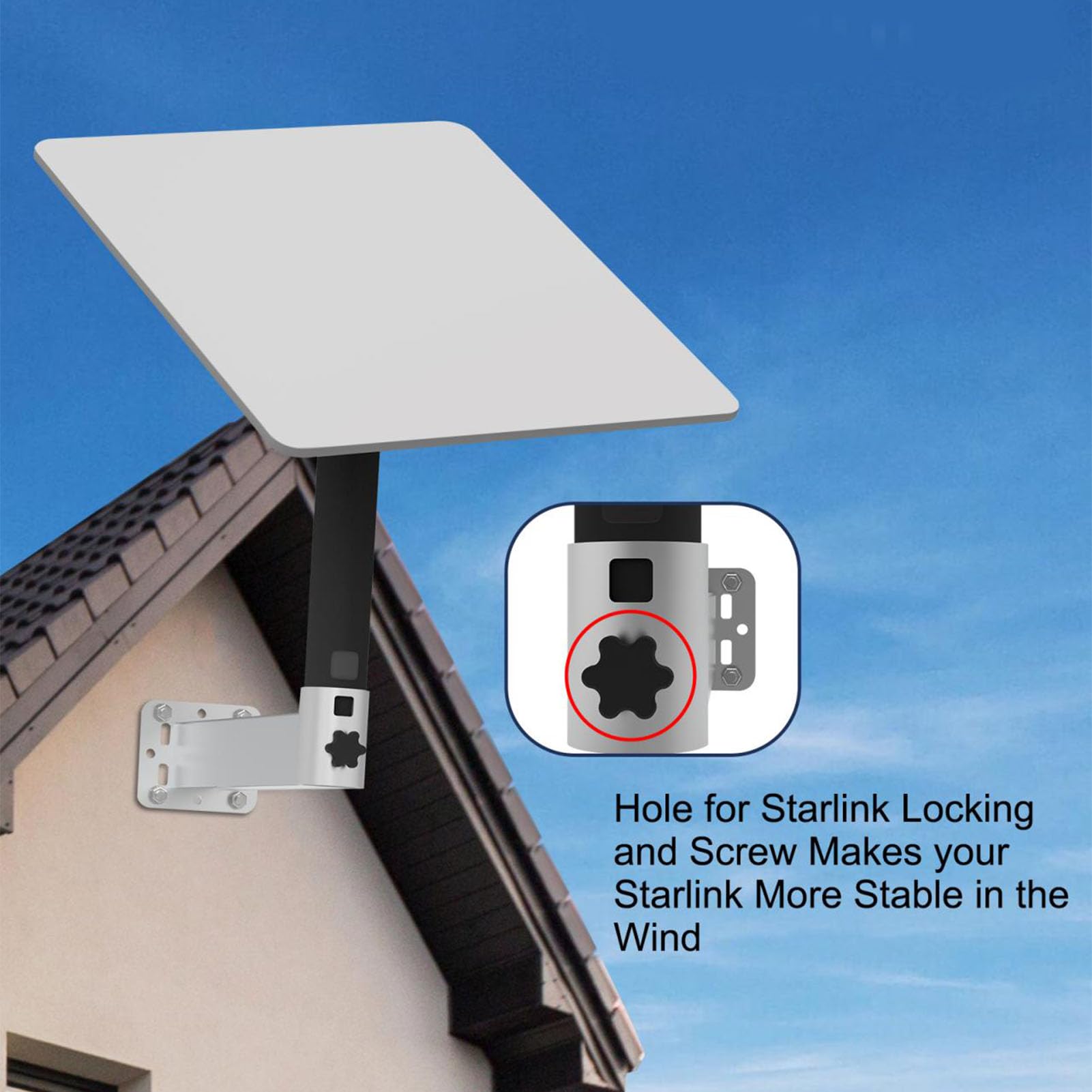 Kit de Montage à Poteau en Alliage en Aluminium L pour V2, RoustProof avec Adaptateur de Montage Mural, pour Les Antennes Extérieures Standard, Les APS, Les Extendeurs