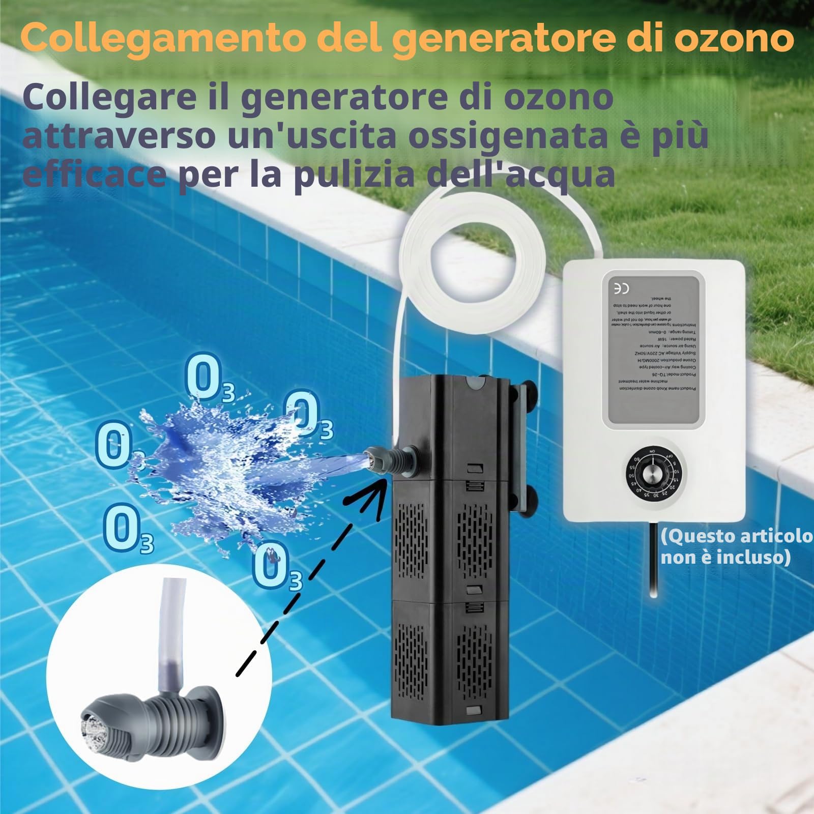 Filtro a immersione fredda con 2 uscite di flusso d'acqua, filtro piccolo per piscina da 500 GPH, vasca da bagno fredda con filtro, accessori per immersione fredda (nero)