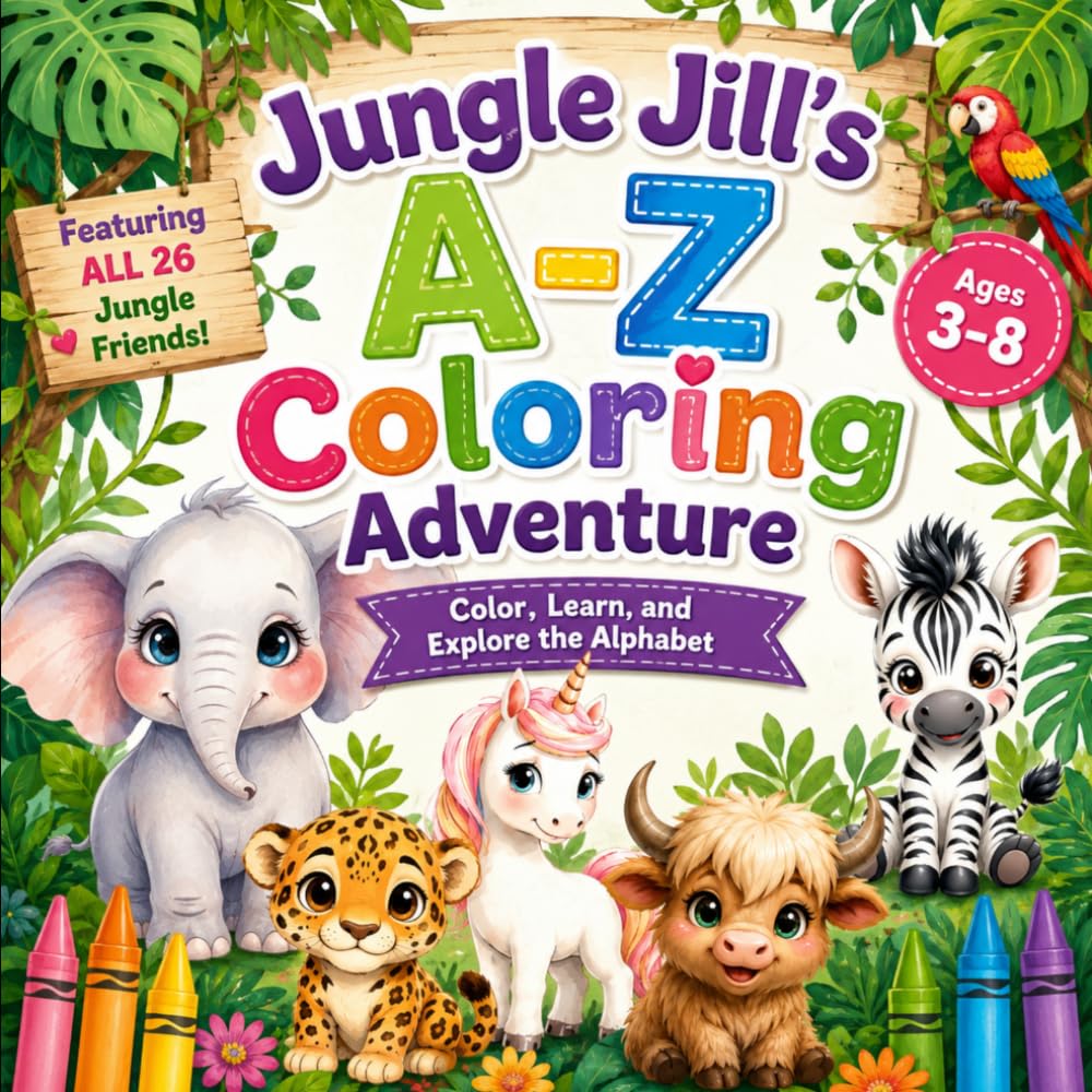 Jungle Jill's A-Z Coloring & Activity Adventure: Color, Learn, and Explore the Alphabet