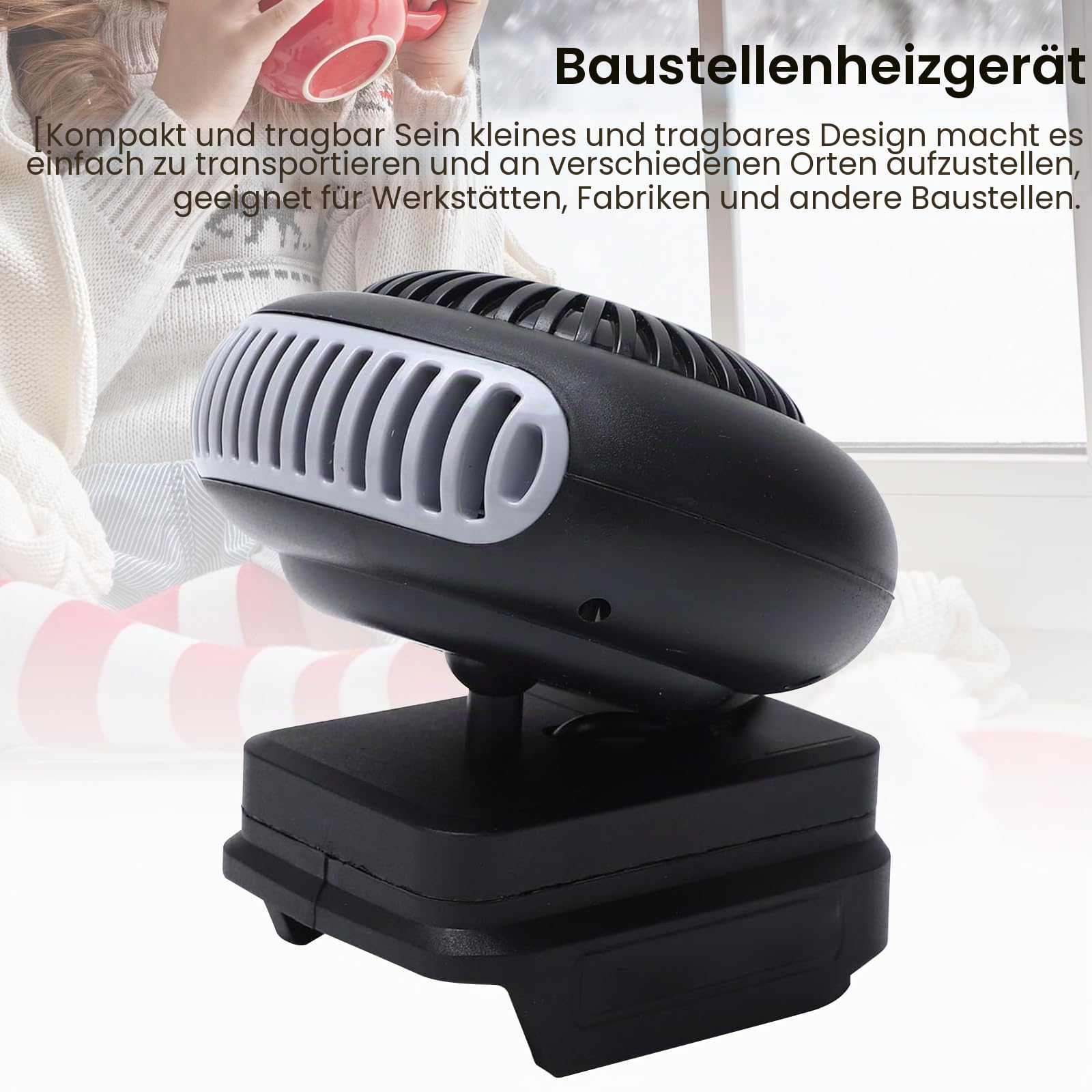 Eznaobo Auto Heizung mit Akku, 170W Heizlüfter Auto Heizun,Mini Akku Heizlüfter mit Kippschutz,2 Stufen (30-80°C),Tragbar Auto-Heizlüfter mit Kippschutz für Auto, Büro & Zuhause (2 Batterie)