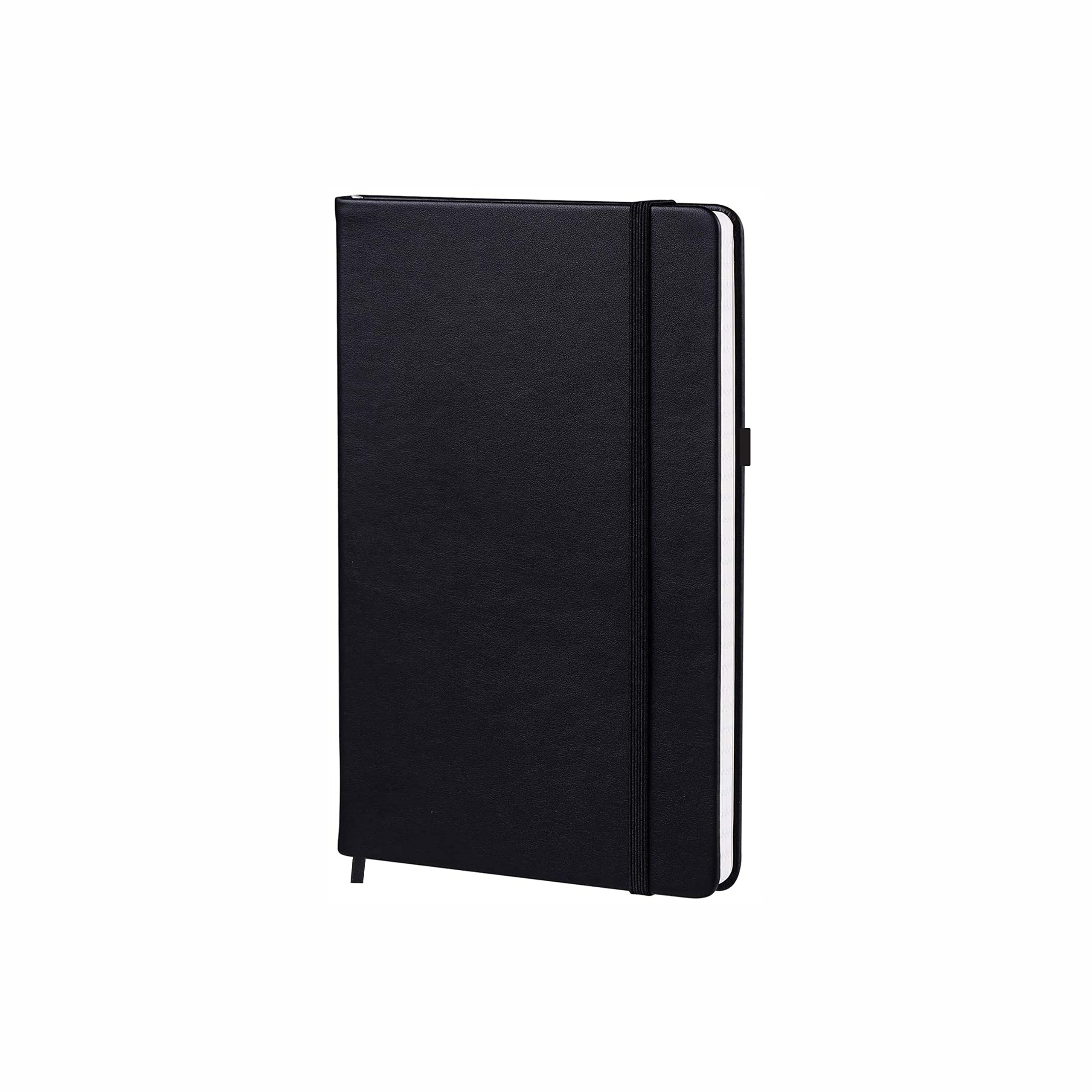 ESCAPER Black PU Leather Hard Bound Diary - A5 Size (200 Pages) for Personal and Professional Use: Perfect Composition Notebook - Ideal for Kids and Adults