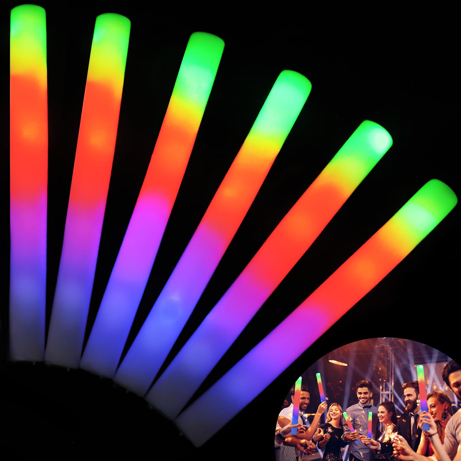 LUDILO Foam Glow Sticks Bulk Party Pack 18PCS Glow in the Dark Party  Supplies for Adults