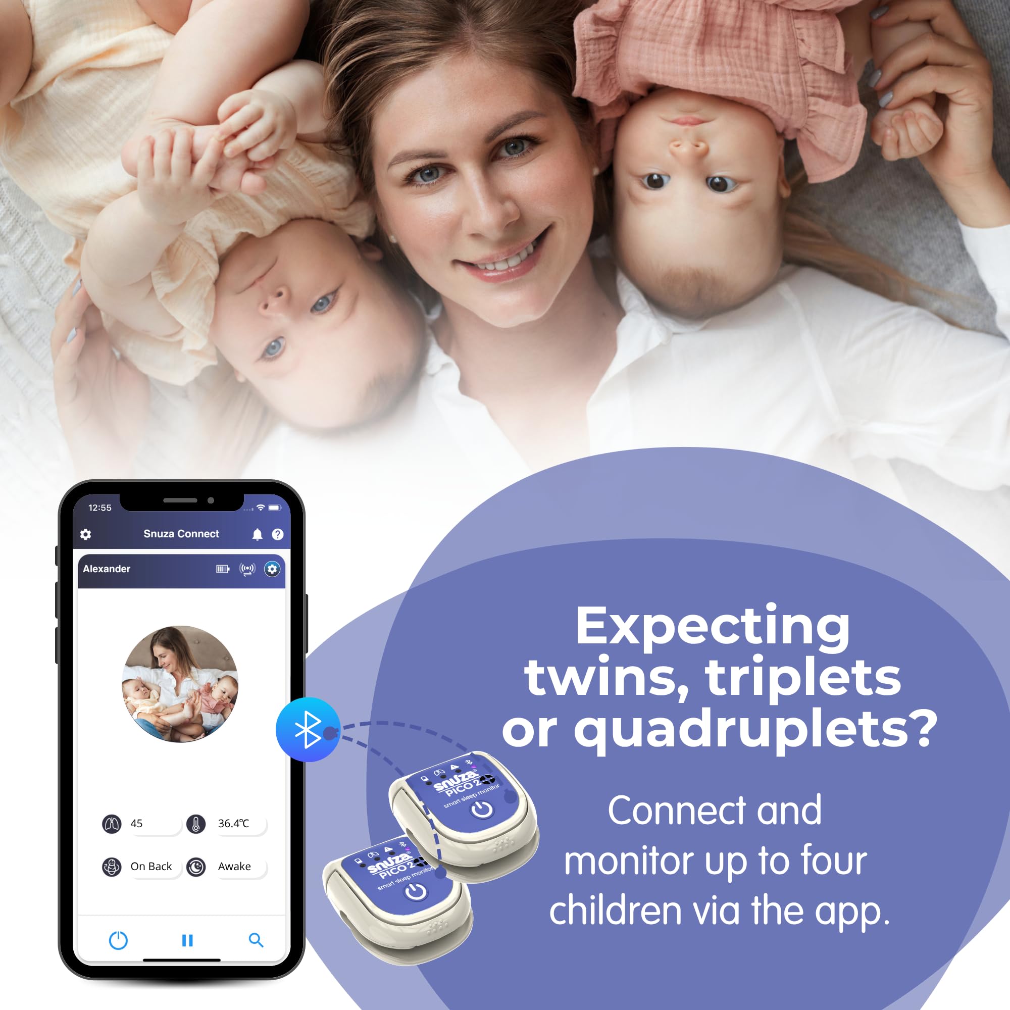Baby monitor del sonno intelligente Snuza Pico 2 con app
