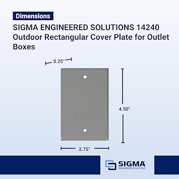 Sigma Engineered Solutions 14240 Weatherproof 1-Gang Blank Cover, Gray