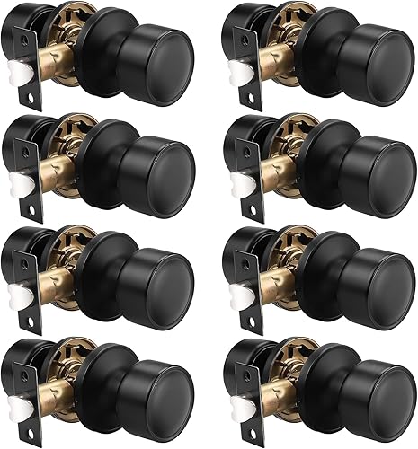 knobelite Paquete de 8 pomos negros para puerta de paso perilla interior sin llave para puerta sin bloqueo de armario pasillo accesorios de puerta