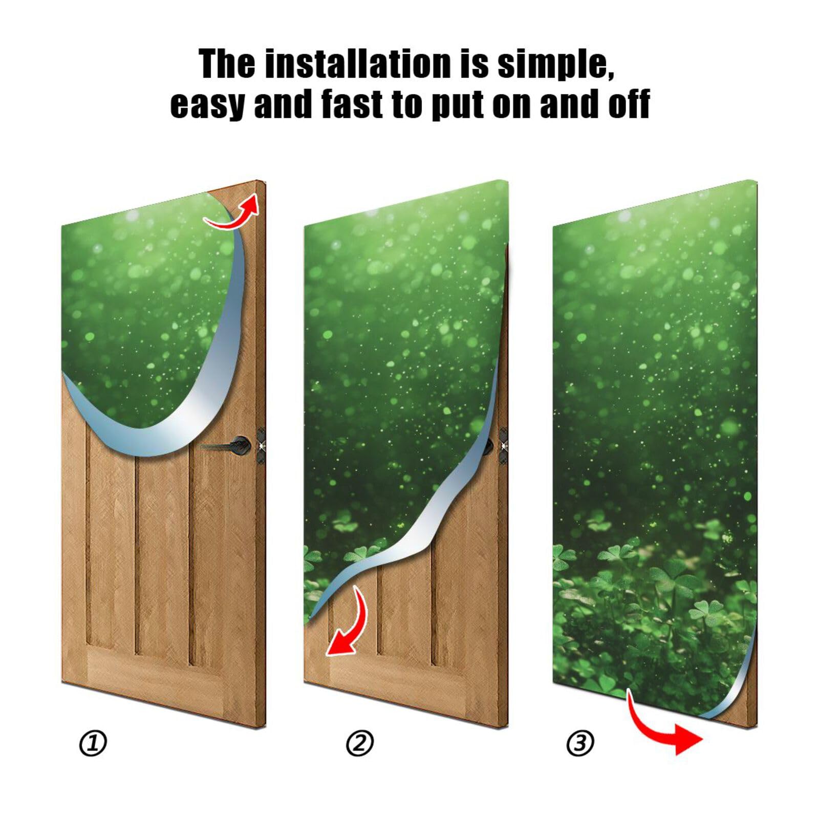 FLildon Glitter Clovers St Patrick's Day Door Cover Decoration, Party Accessory Porch Decor for Festive Ornament Room Door Covers 32 x 79 Inch