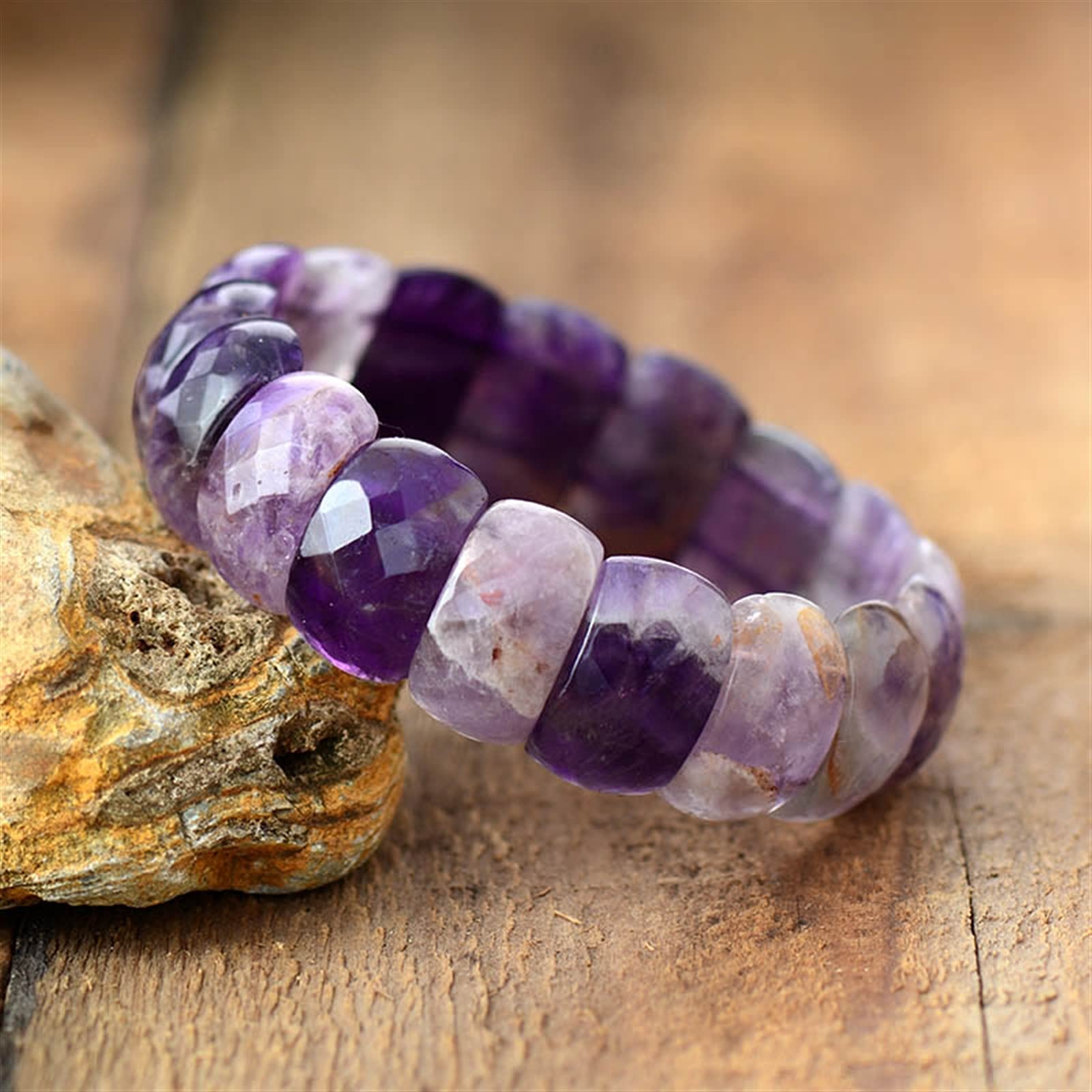 Bracelet en lapis-lazuli élastique, l'harmonie des pierres naturelles au poignet - 8