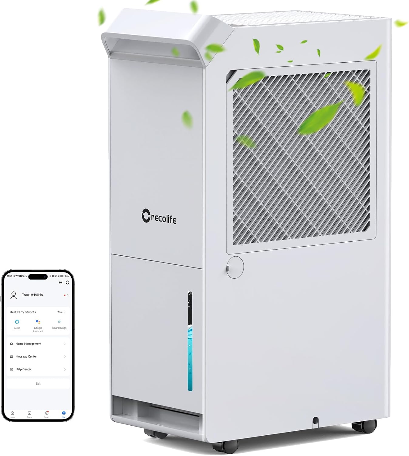 Deshumidificador Compresor Inteligente 20L/Día - Deshumificador Eléctrico Silencioso con App Control - Temporizador 24H con depósito extraible y para Humedad, Moho y Condensación