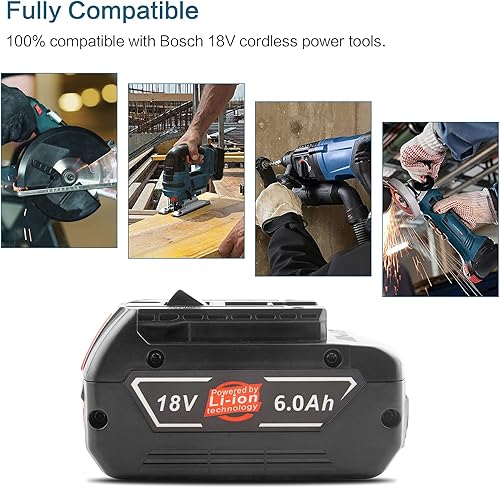 Miniatura 5 de TREE.NB 2 paquetes BAT609 6000mAh 18V batería de litio de repuesto para Bosch 18V herramientas eléctricas inalámbricas BAT609 BAT609G BAT610G BAT611