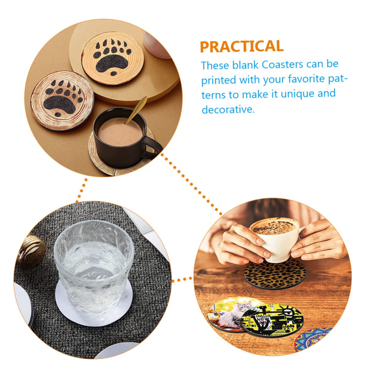 ULTECHNOVO 96 Piezas Posavasos Redondos para Sublimación Coaster Térmico de Transferencia de Calor para Protección de Mesas Cocinas Cafés y Dormitorios Diseño Compacto y Ligero para