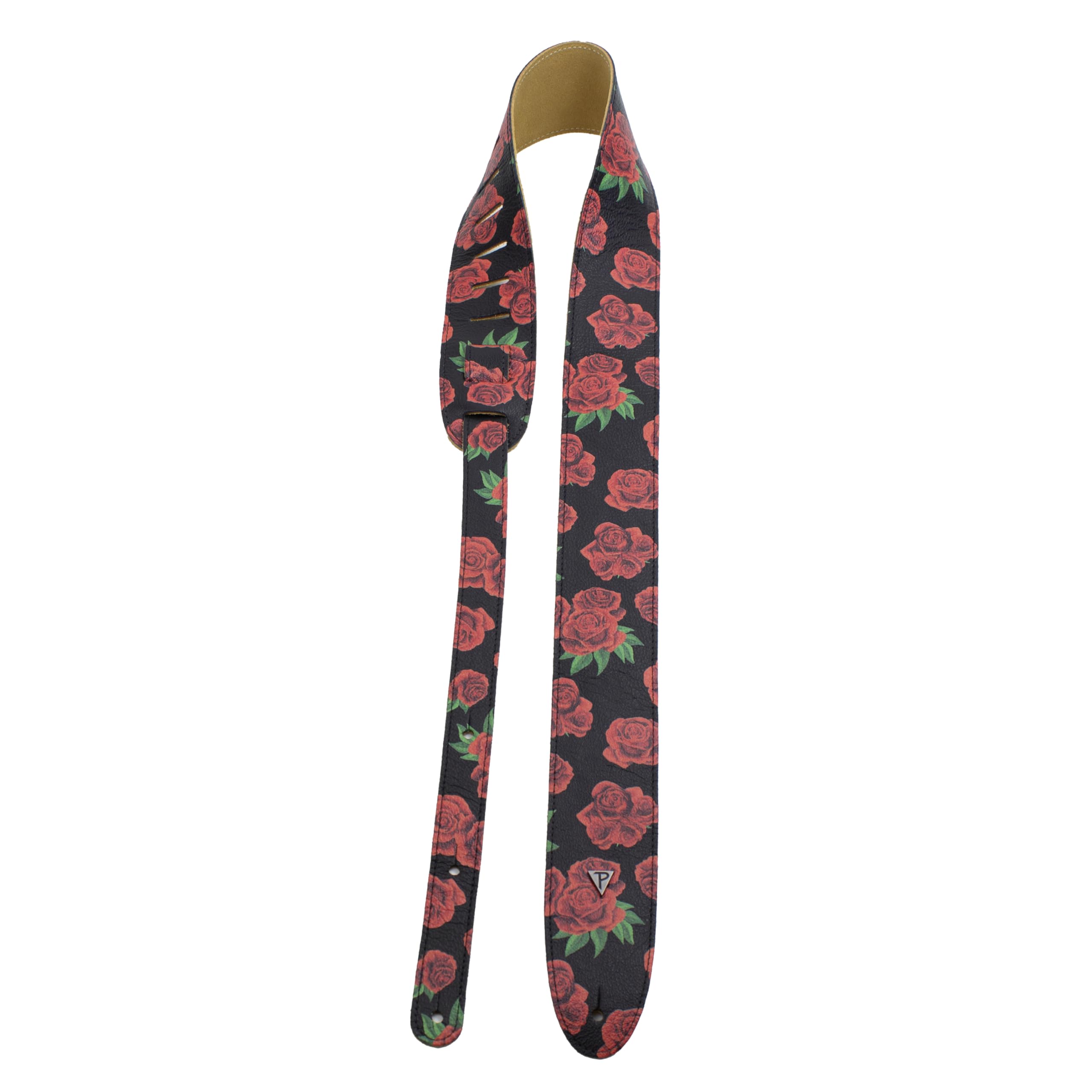 Perri’s Leathers Ltd. – BOHO – Rote Rose – Direkt auf Leder gedruckter Gitarrengurt – Verstellbare Länge – Für E-Gitarren, Akustikgitarren und Bassgitarren – Hergestellt in Kanada