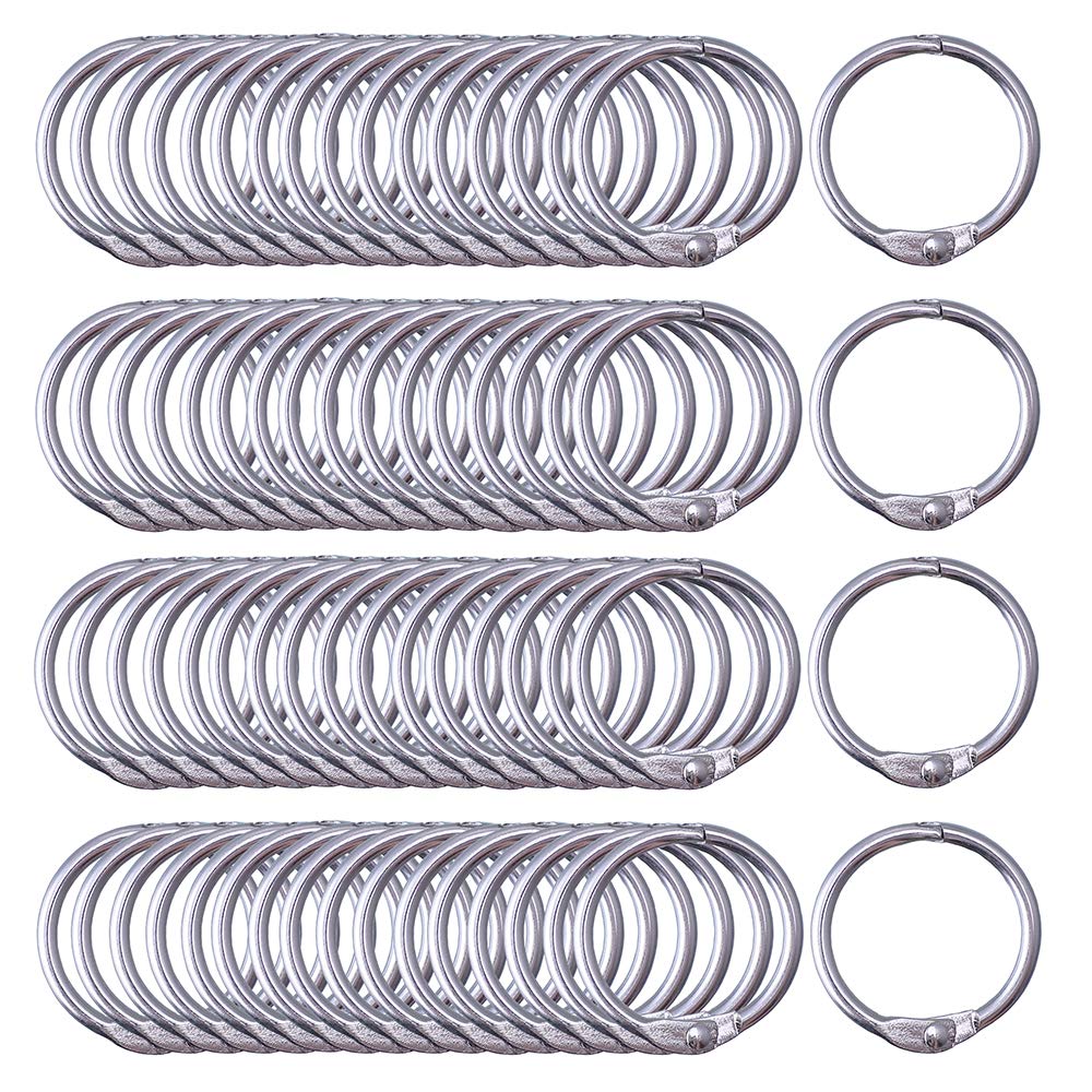 Antner 120PCS 1 Inch Loose Leaf Binder Rings - 25mm Nickel Plated Small Metal Book Rings Keyrings for Paper, Index Cards, Flashcards, Keychains,