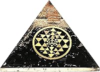 Vista 16 de Pirámide de orgón grande Cristal de pirámide de turmalina negra Pirámide de orgonita OM Pirámides de órgano Curación de energía positiva