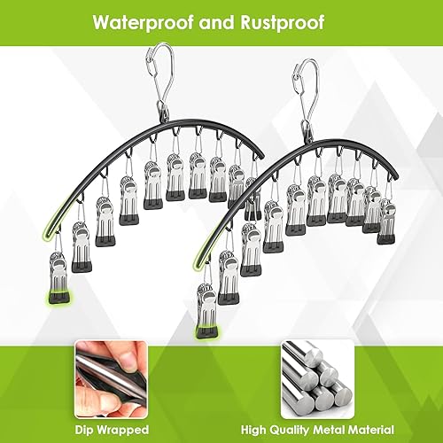 Miniatura 6 de Organizador de leggings para armario, perchas de metal para pantalones con revestimiento de goma, paquete de 2 con 10 clips para 20 leggings, jeans,