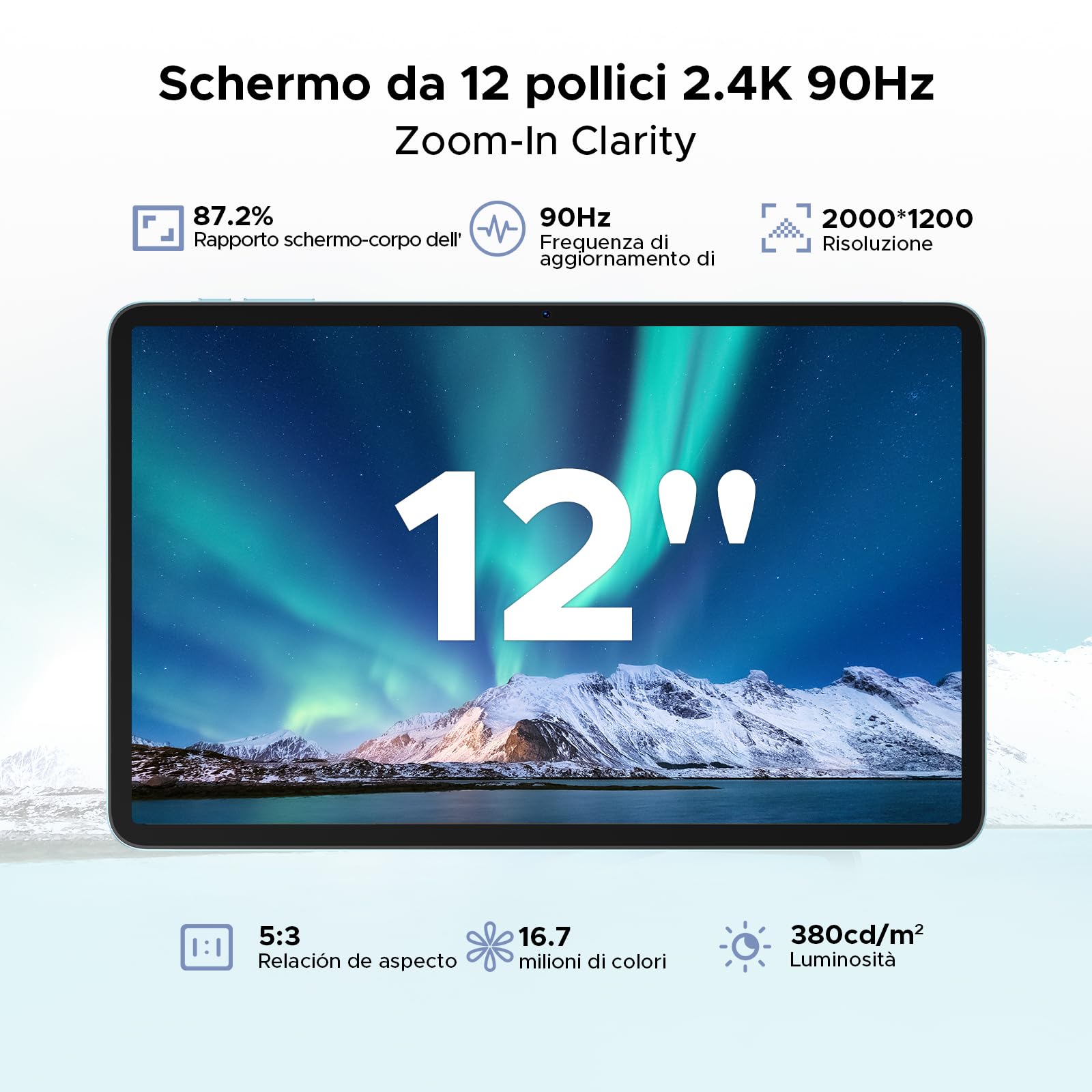 DOOGEE Tab G6 Pro Tablet 12 Pollici, Tablets Android 16, 90Hz 2.4K 36GB RAM+128GB ROM/TF 2TB, Helio G100 Octa-Core PC con sim, 4G LTE/5G WiFi/9000mAh/Gemini AI/13MP+8MP/OTG/FACE ID/Doppi altoparlanti