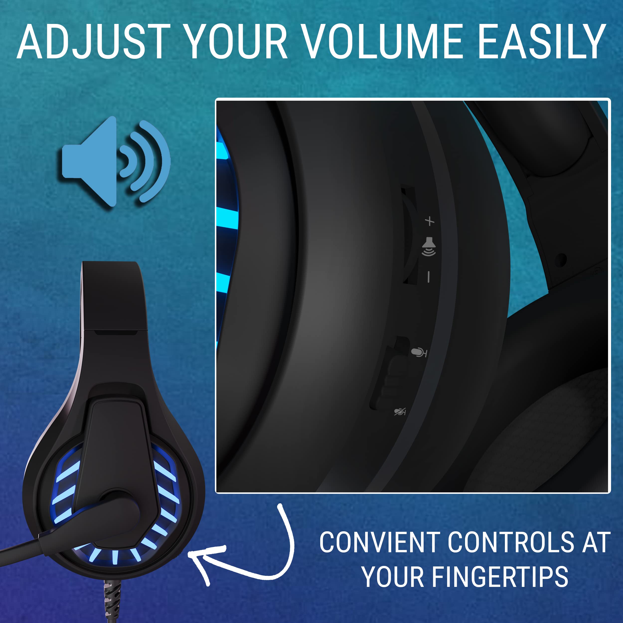 Orzly Gaming Headset for PC and Gaming Consoles compatible with PS5, PS4, XBOX SERIES X | S, XBOX ONE & Steam Deck with noise cancelling mic - RXH-30 Abyss Edition GIFT BOX Edition — view 8