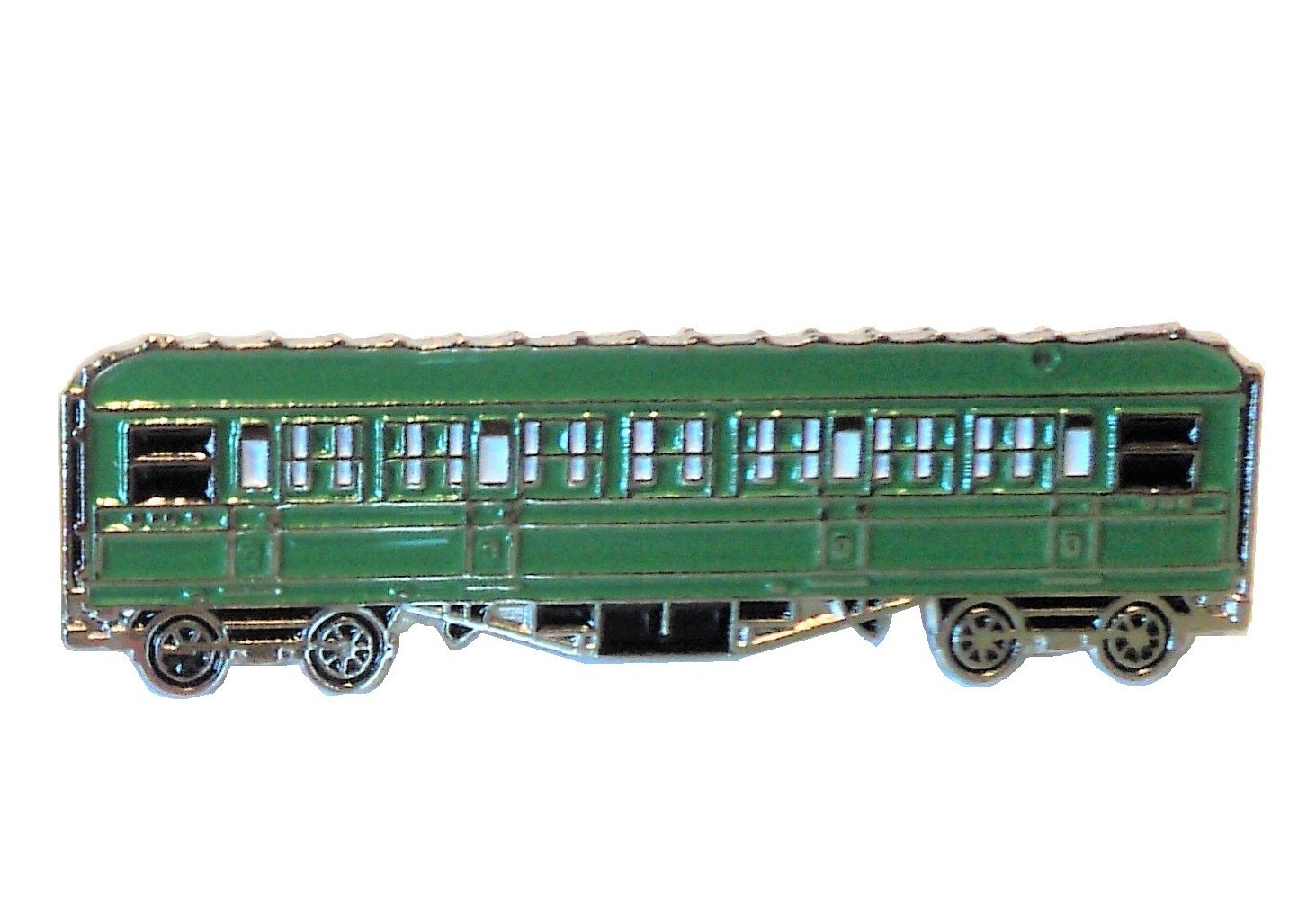 Green Vintage Steam Train Coach Carriage Metal Enamel Pin Badge