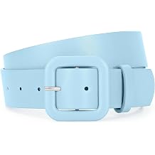 WHIPPY Women Leather Belt Candy Color Fashion Square Buckle Belt Ladies Belt for Jeans Pants Dresses