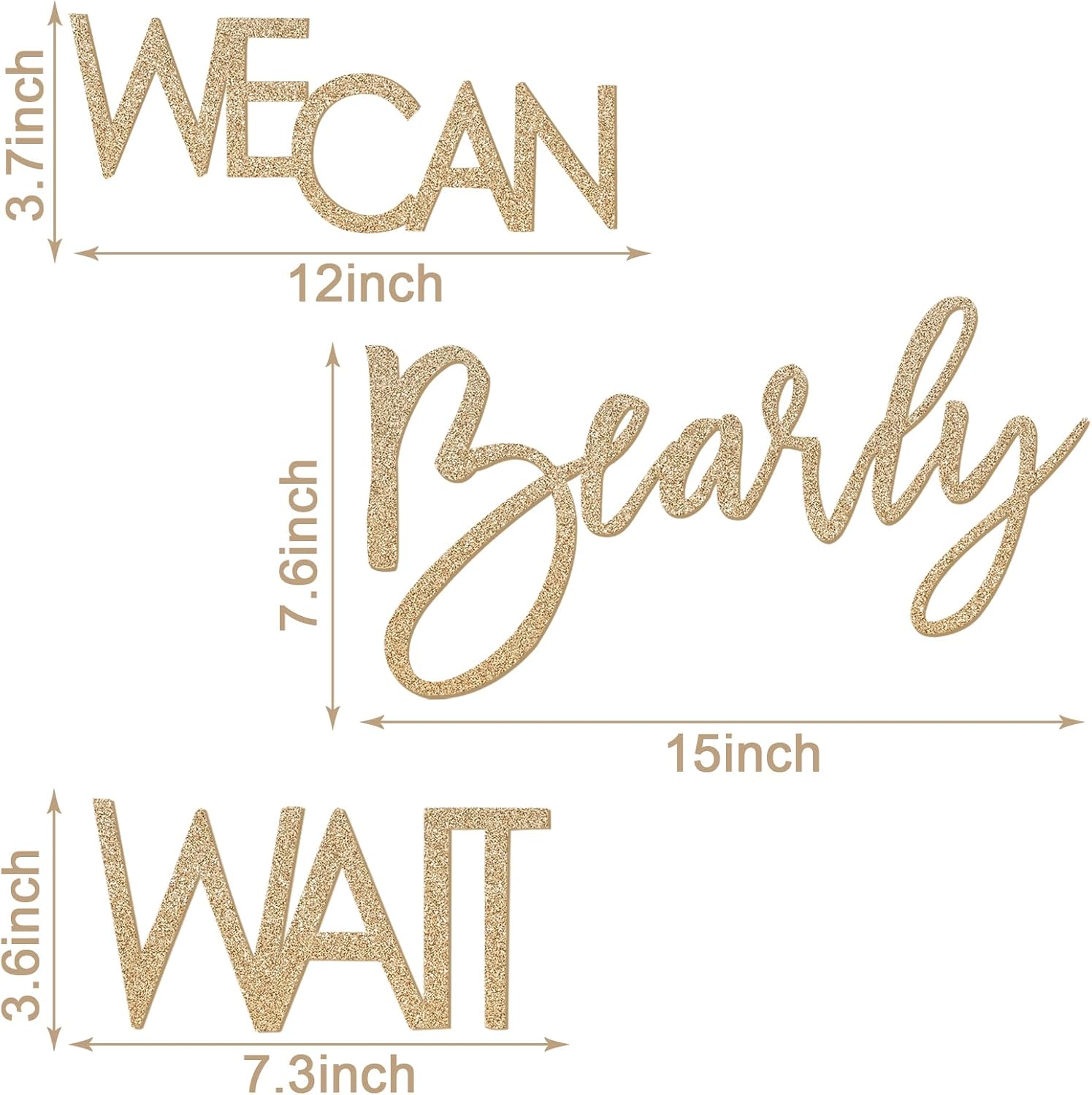 We Can Bearly Wait Sign for Backdrop - Teddy Bear Themed Baby Party Banner Boy Girl Baby Shower Gender Reveal 1st Birthday Felt Letter Wall Decor Photography Background - Glitter Gold