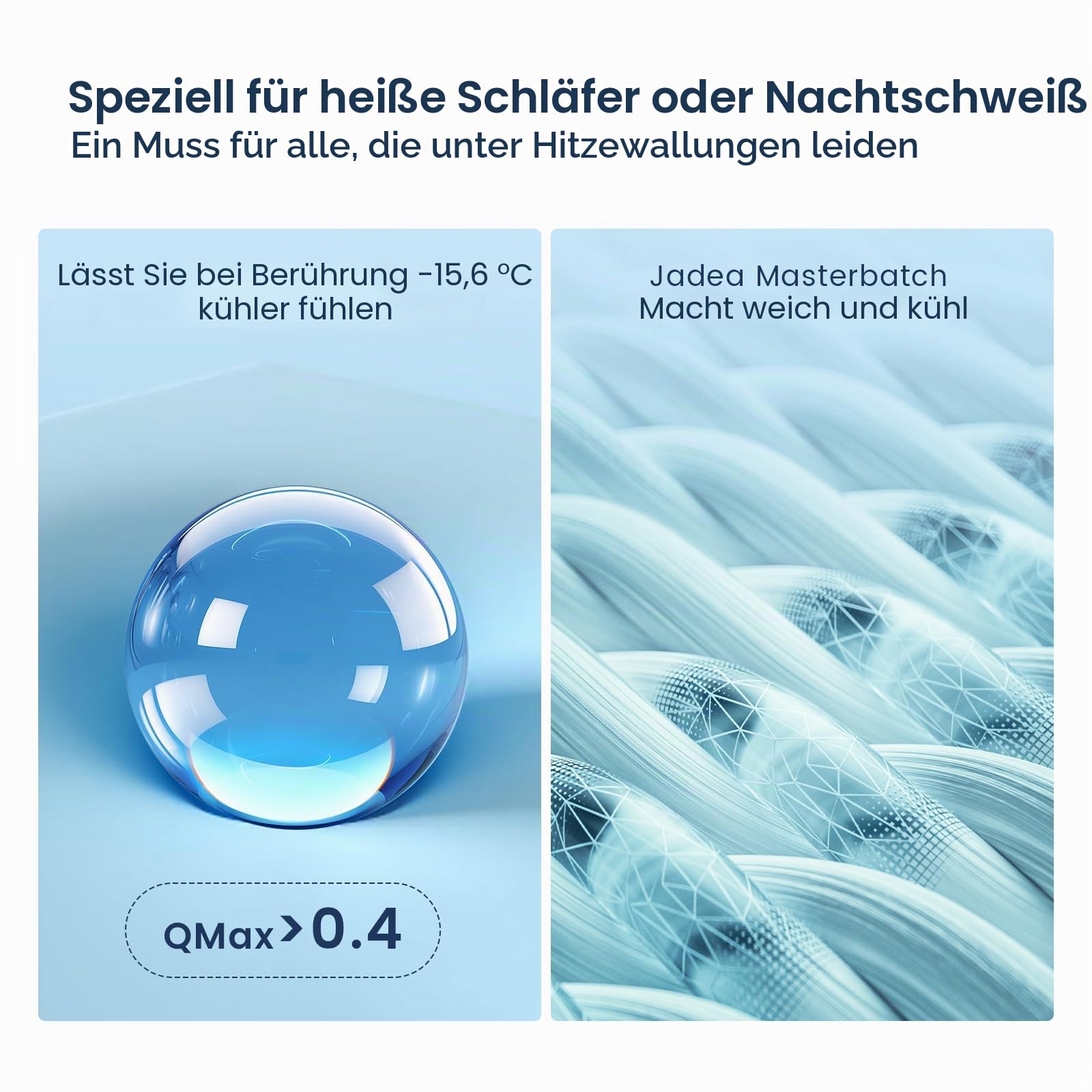 Kühldecke gegen Nachtschweiß, Sommerdecke Kühlwurf für Heiß schlafende Personen, Q-Max > 0,45 Kühlfaser für Bett, Sofa, Reise, Erwachsene, Kinder oder die Wechseljahre, 150x200 cm, Blau