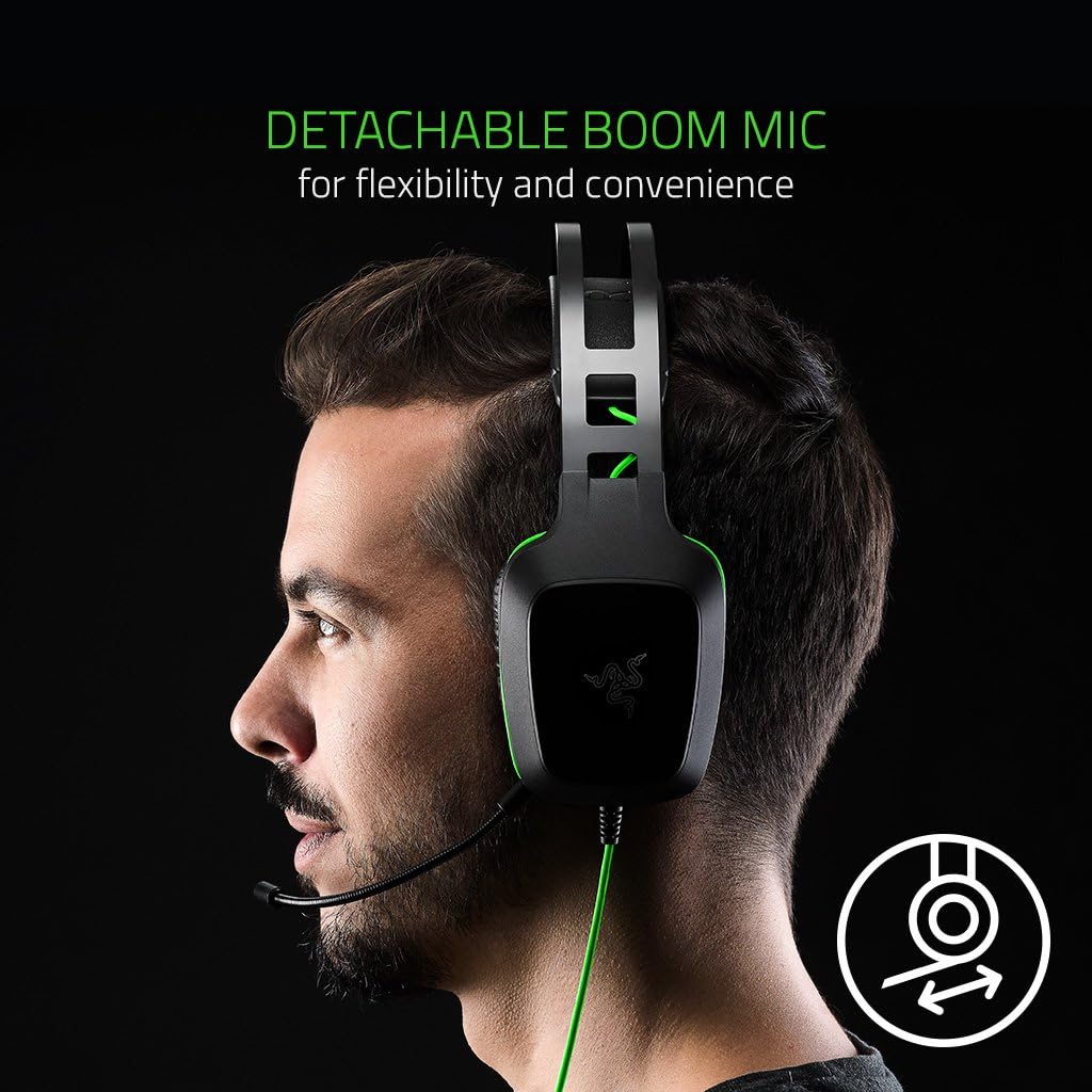 Razer Electra V2: 7.1 Surround Sound - Auto Adjusting Headband - Detachable Boom Mic with In-Line CONTROLS - Gaming Headset Works with PC, PS4, Xbox One, Switch, & Mobile Devices, Black (RZ04-02210100-R3U1)