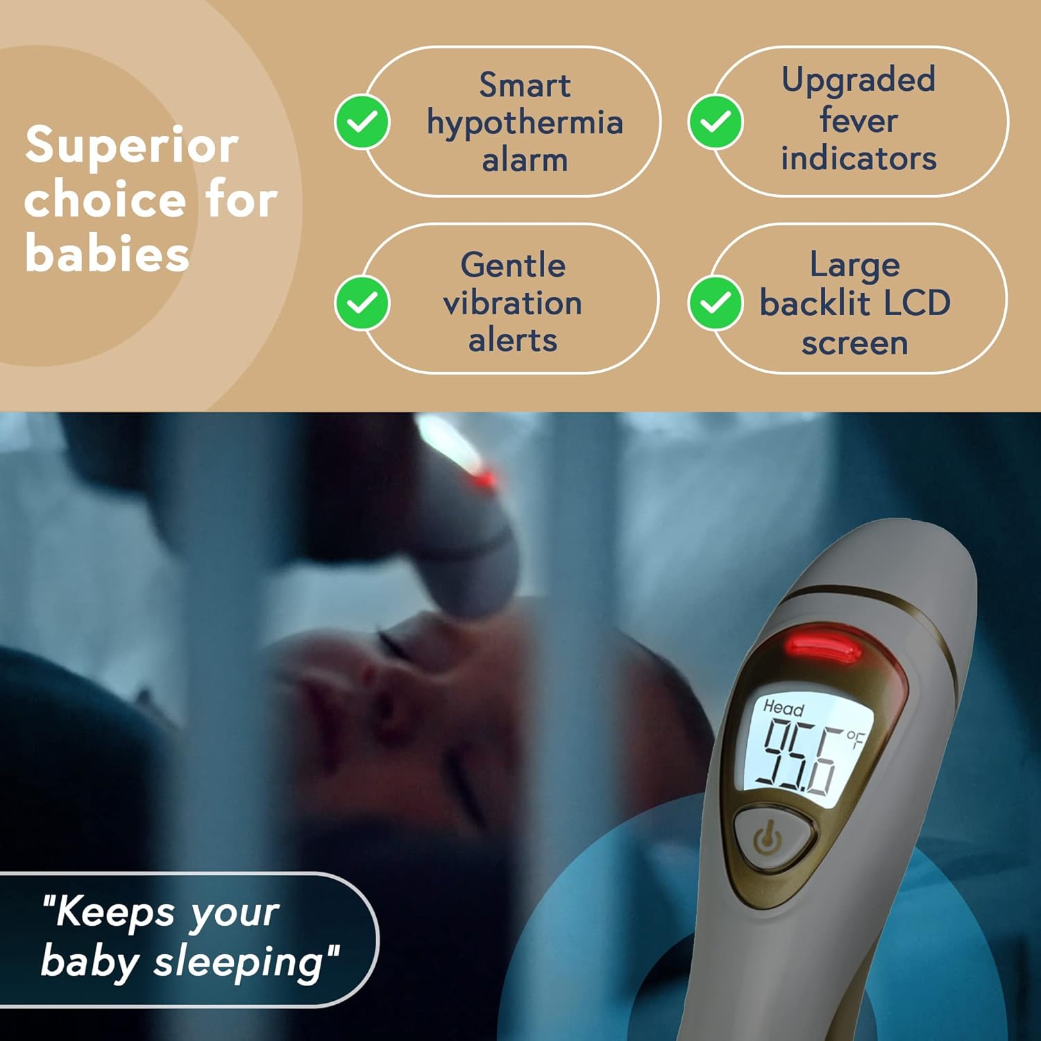 IPROVEN No-Touch Forehead Thermometer for Adults, Kids, Babies [Superior Accuracy, Upgraded Fever Alarm, Quiet Vibration Alerts] Digital Infrared Baby Thermometer with Ear Mode, Hypothermia Alarm : Health & Household