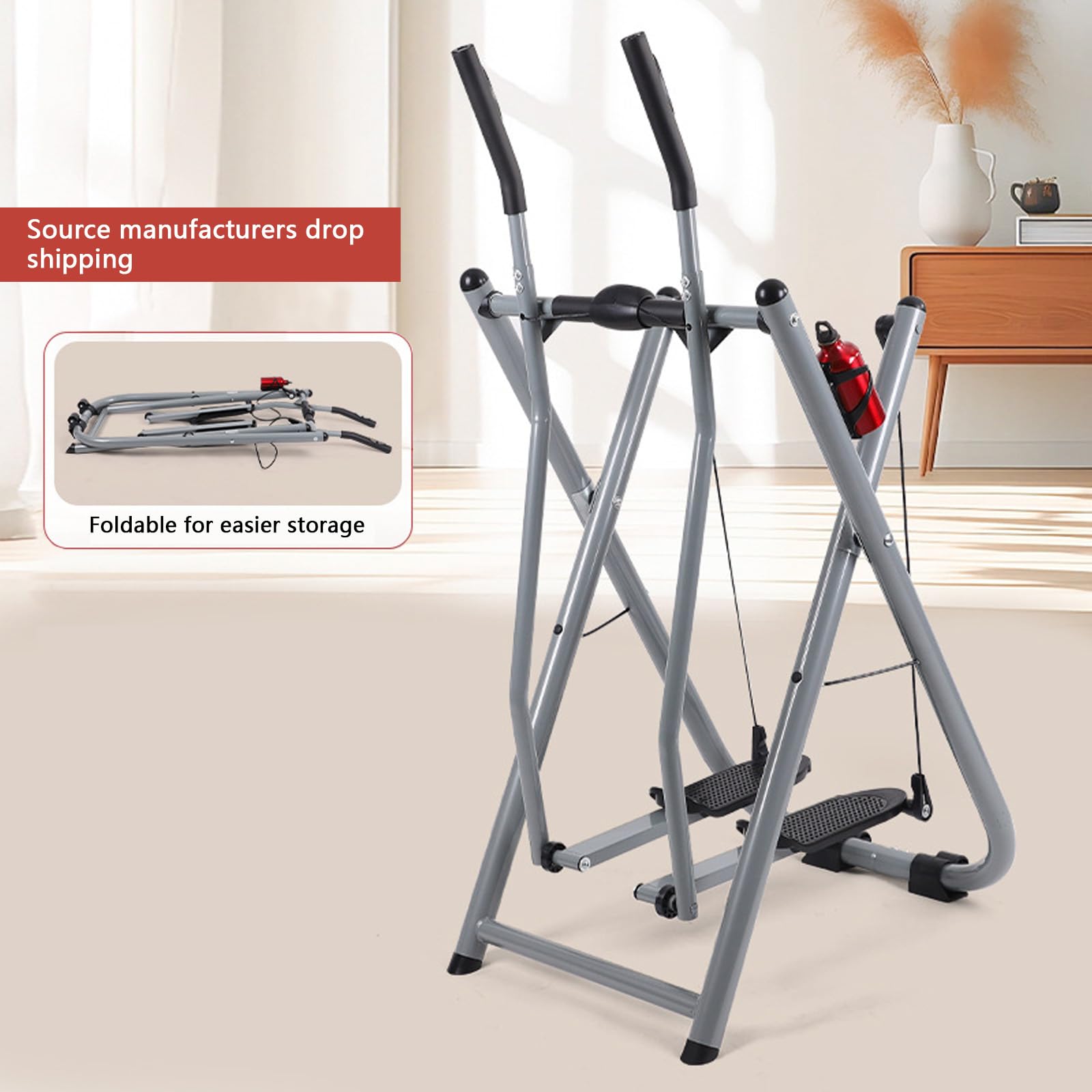 Allenatore ellittico pieghevole con resistenza magnetica, macchina cardio silenziosa per allenamento a casa, design salvaspazio, monitor LCD per esercizi a basso impatto per tutto il corpo