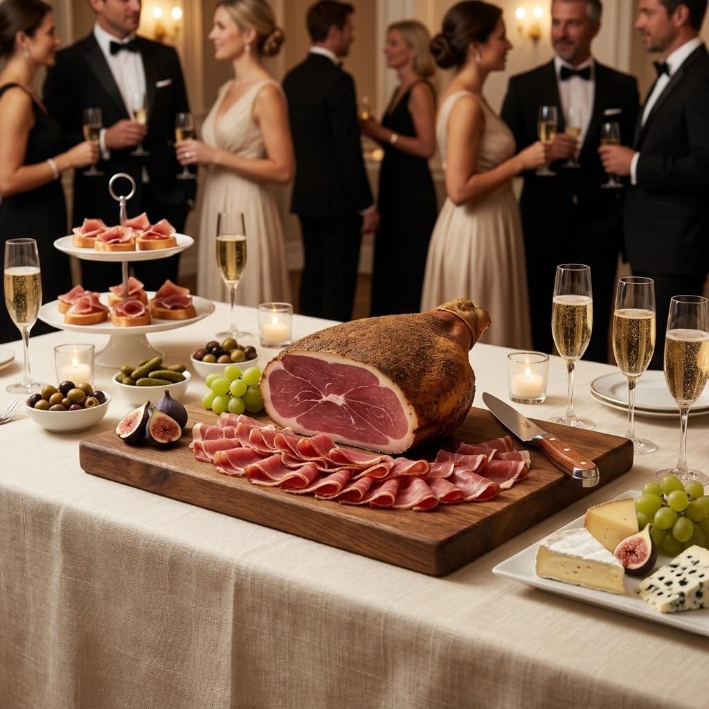 Jambon Entier désossé Noir du Périgord aux Baies de Genièvre 5kg environ (+/-0.5kg)