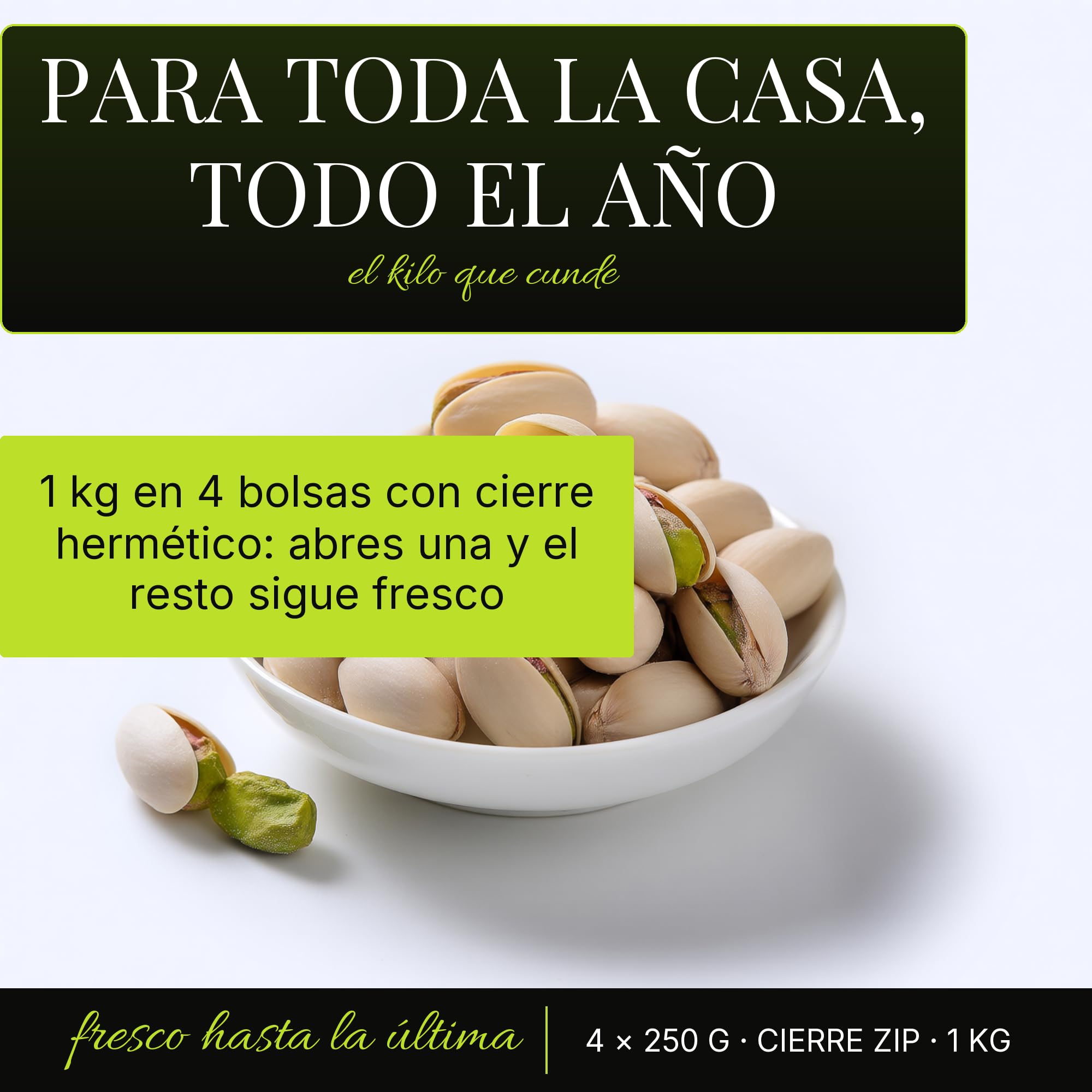 Pistacchi coltivati ​​in Spagna, tostati e salati. 4x250 grammi