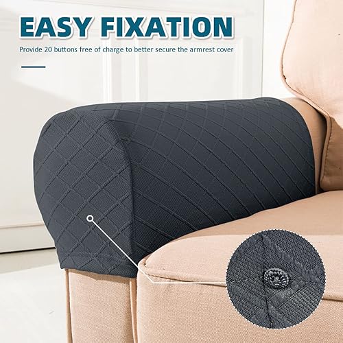 Miniatura 6 de 4 fundas para reposabrazos, fundas elásticas para reposabrazos de sofá, fundas antideslizantes para reposabrazos con clavos, fundas lavables para