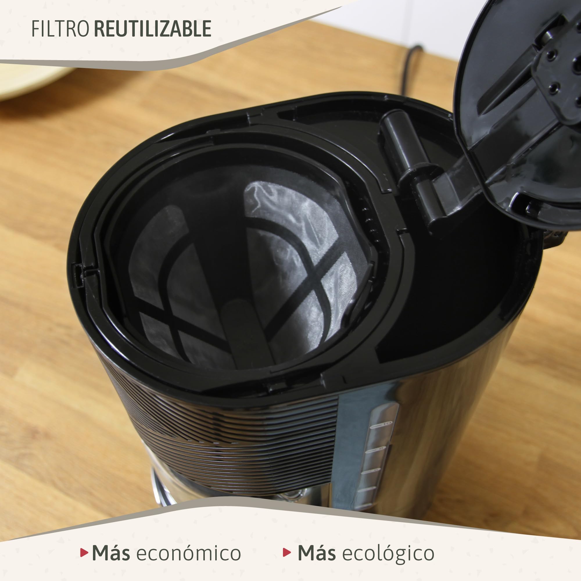 briebe Elegance Set Cafetera Goteo 10 Tazas + Espumador de Leche Eléctrico, Máquina de Café Filtro 1,25L, Milk Frother 4 en 1 Espuma Fría/Caliente, Libre de BPA, Negro