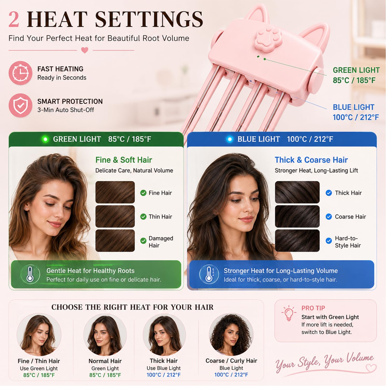 Naturalライト2 Amazon.com: Heated Root Volumizer Hair Clip, Heated Volumizing