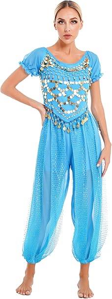 Bauchtanzhose Mit Pailletten - Glitzer Haremshose Für Tanzauftritte Und Mottopartys