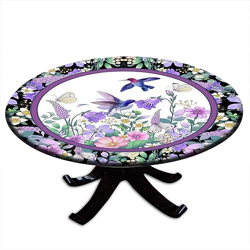 Miniatura 7 de Mantel redondo de otoño con borde elástico, diseño de hojas de arce, para interiores y exteriores, fiesta, cena, decoración de patio, se adapta a