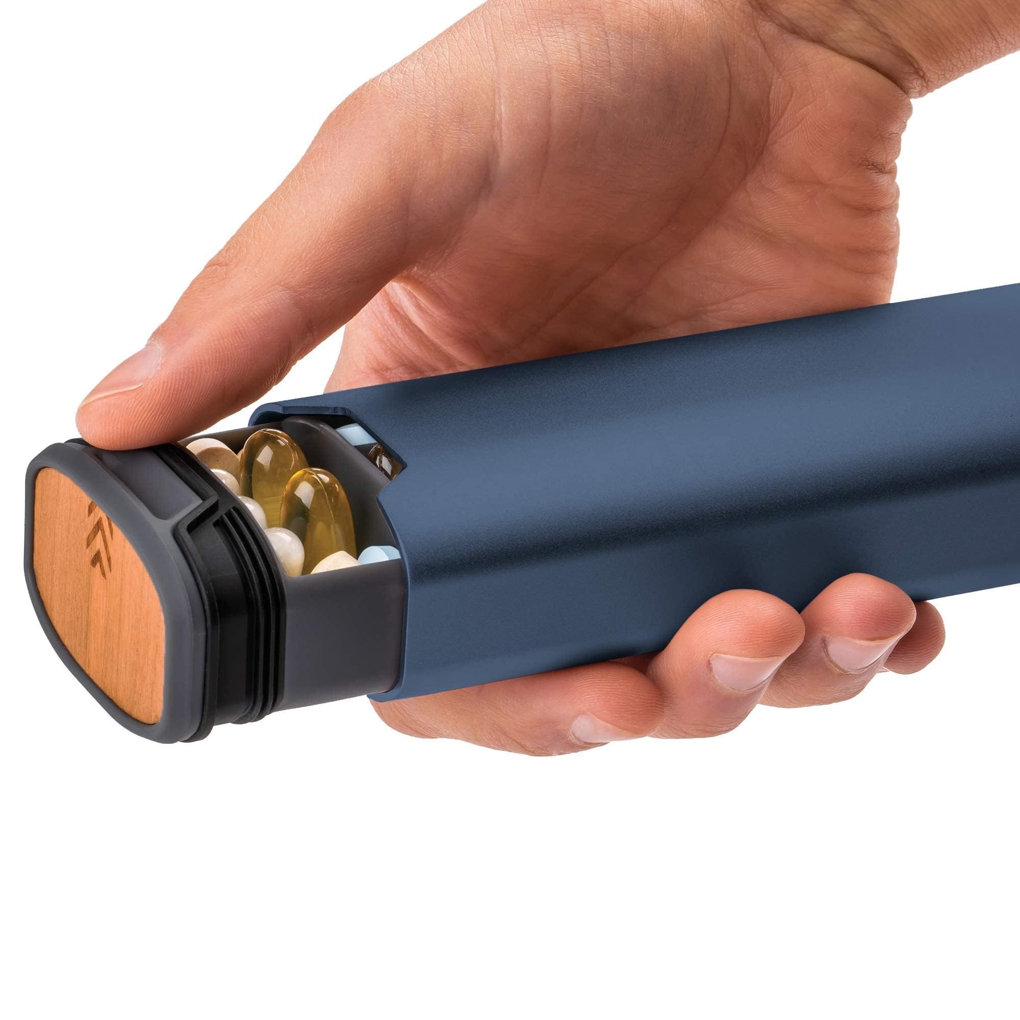 Pilulier 7 Jours, pilulier de Voyage hebdomadaire pour suppléments, pilules, vitamines, Porte-Pilule de Grande capacité pour contenir des médicaments,Blue